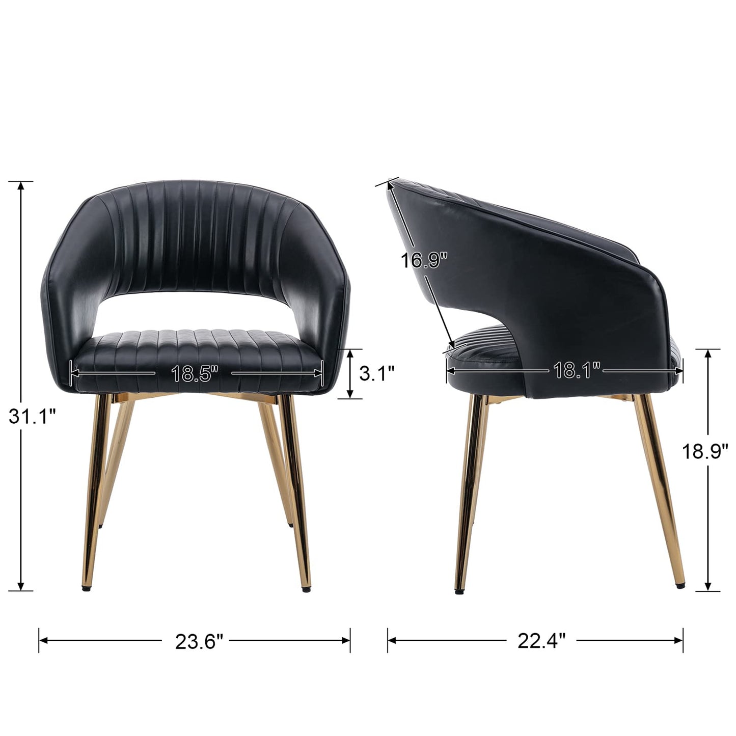 Modern Velvet Dining Chairs Set of 2, Upholstered Gold Dining Chairs with Hollow Back, Dining Room Chairs with Gold Legs, Accent Armrest Kitchen Chairs for Living Room Reception Teal Blue