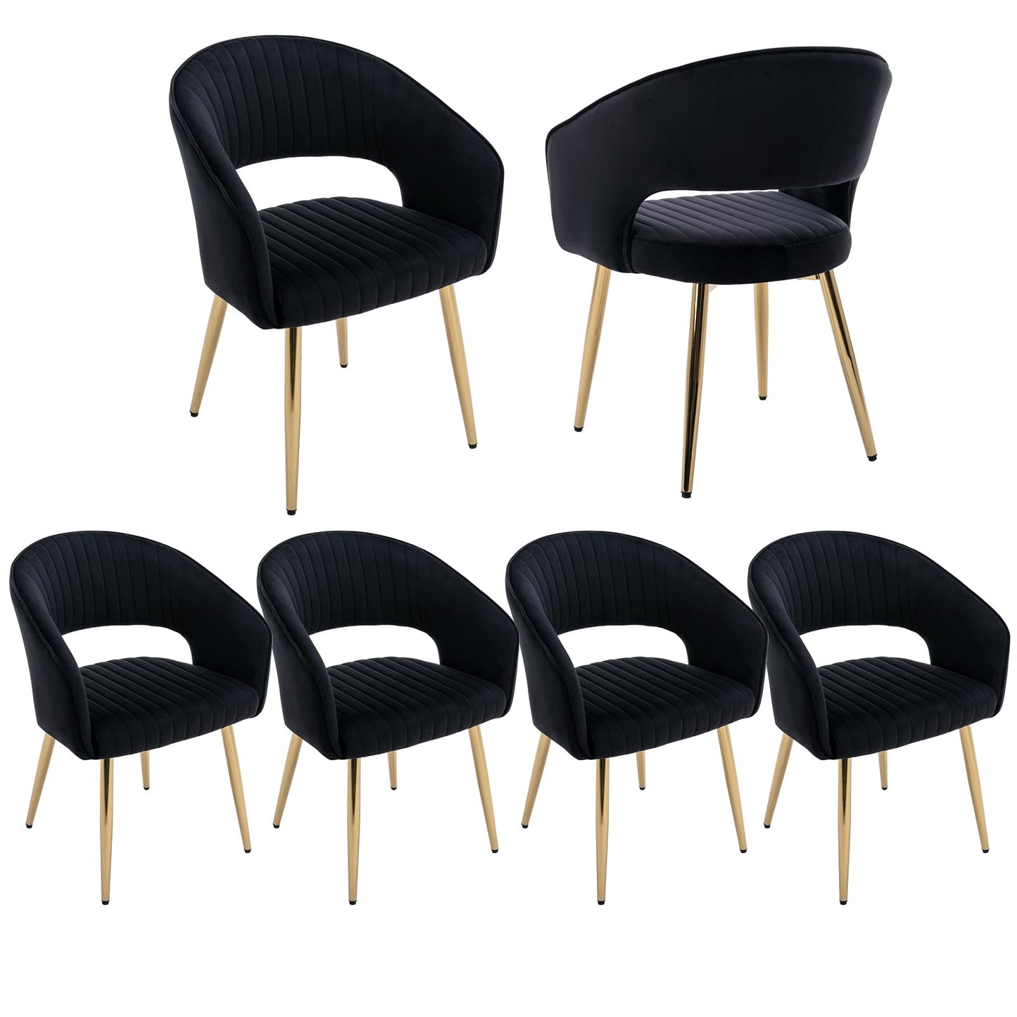 Modern Velvet Dining Chairs Set of 2, Upholstered Gold Dining Chairs with Hollow Back, Dining Room Chairs with Gold Legs, Accent Armrest Kitchen Chairs for Living Room Reception Teal Blue