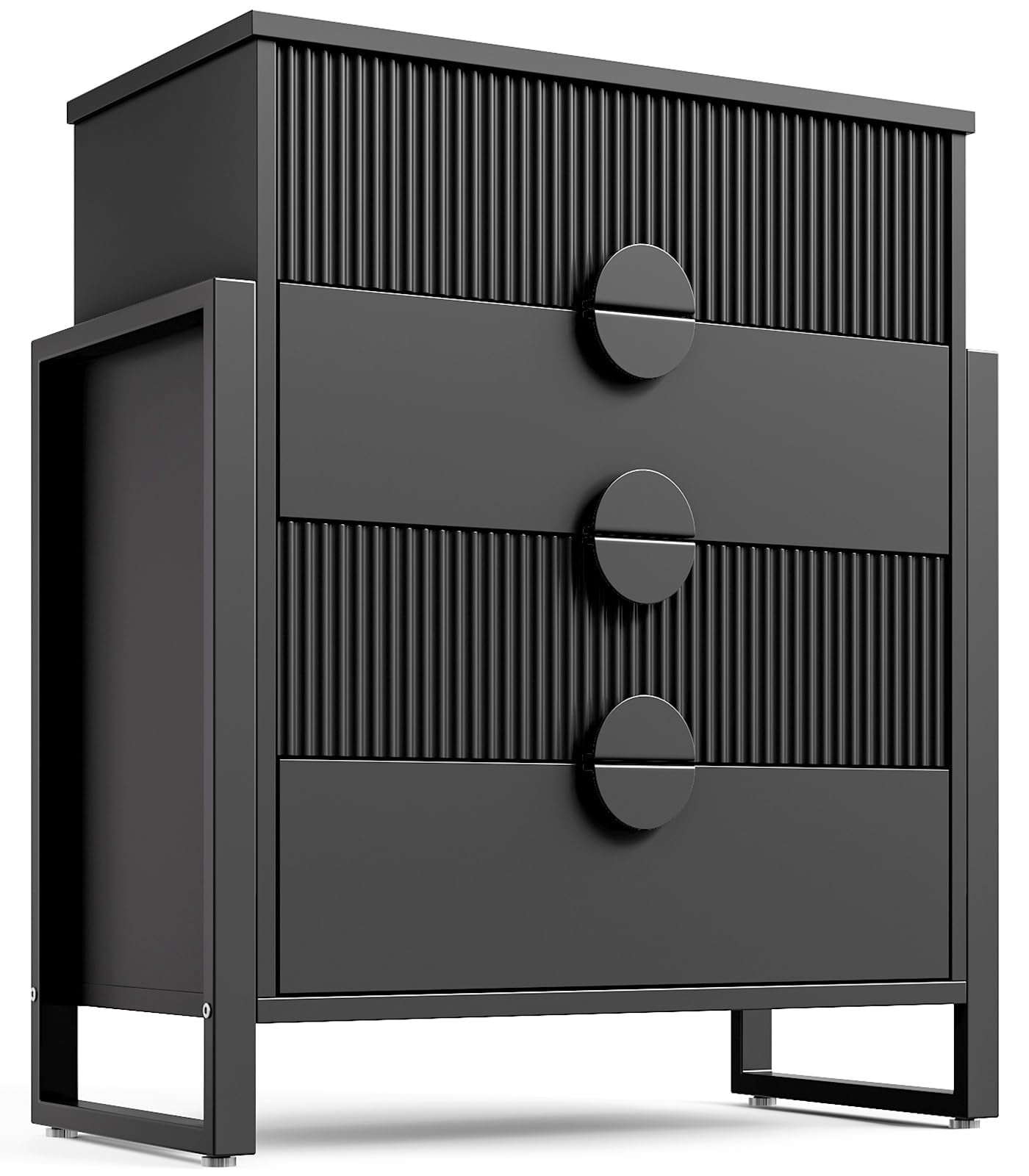 LGHM Fluted Gray Dresser for Bedroom, 50" Wide Chest of Drawers, Modern 6 Deep Drawers Dresser with Raised H Legs -Curved Profile Design, Easy Round Handles for Bedroom,Livingroom, Hallway, Gray