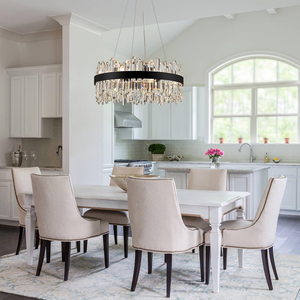 Gold Modern Oval Crystal Chandelier, 16-Lights Luxury Chandeliers Modern 2-Tiers K9 Crystal Chandelier Pendant, Light Fixture G9 Lights for Dining Living Room Entryway Kitchen Dia 23 inch