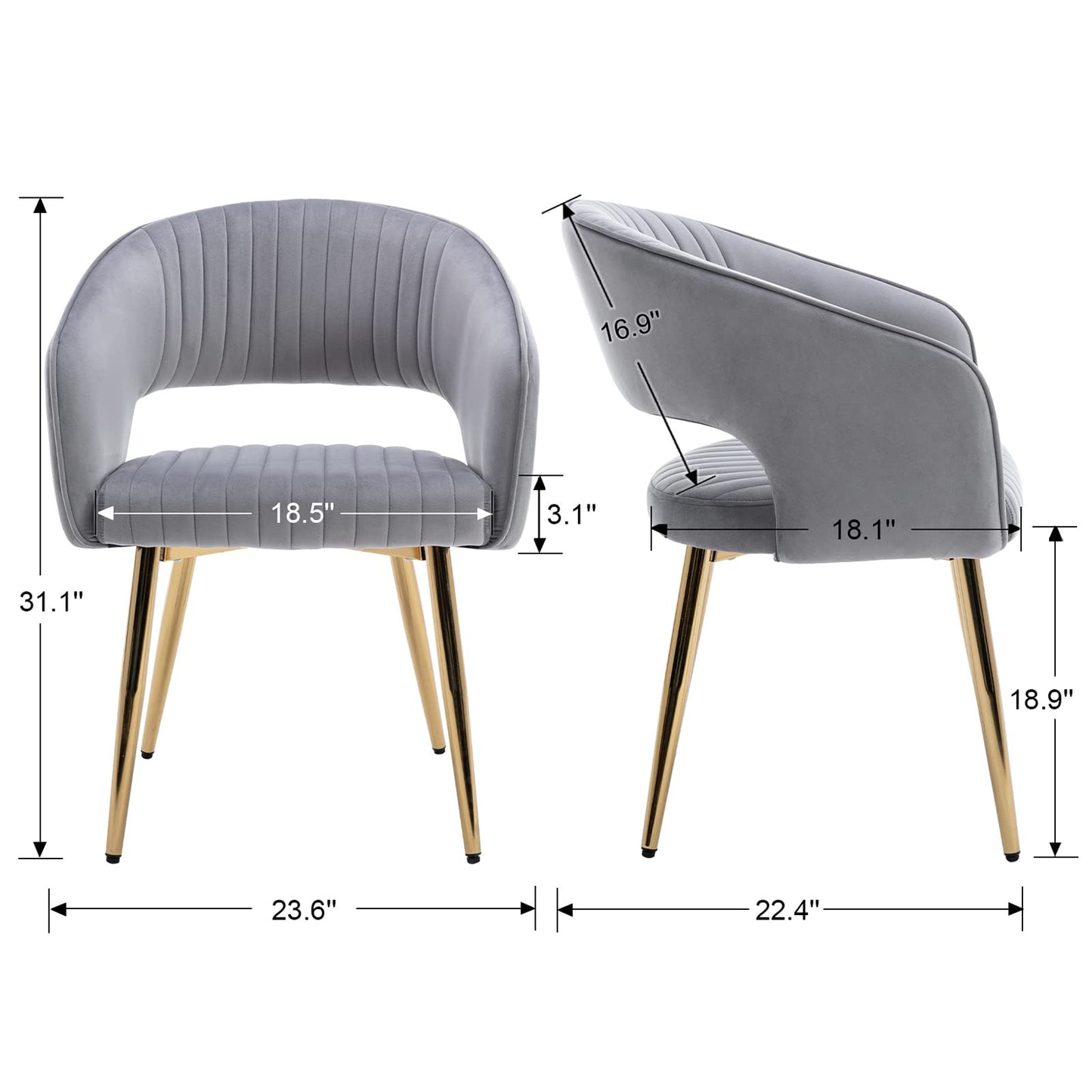 Modern Velvet Dining Chairs Set of 2, Upholstered Gold Dining Chairs with Hollow Back, Dining Room Chairs with Gold Legs, Accent Armrest Kitchen Chairs for Living Room Reception Teal Blue
