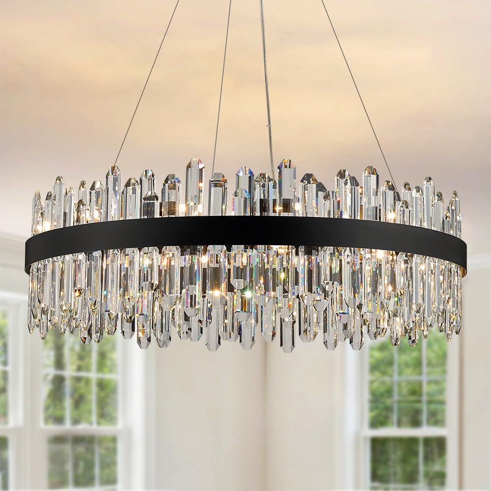 Gold Modern Oval Crystal Chandelier, 16-Lights Luxury Chandeliers Modern 2-Tiers K9 Crystal Chandelier Pendant, Light Fixture G9 Lights for Dining Living Room Entryway Kitchen Dia 23 inch