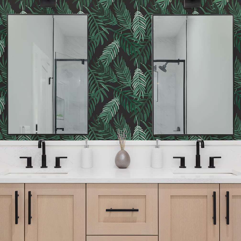 Flipside Blue Palm Leaves Peel and Stick Removable Wallpaper - Each Roll is 18 ft. Long x 18 in. Wide - Safe for Walls - Easy to Apply & Easy to Remove