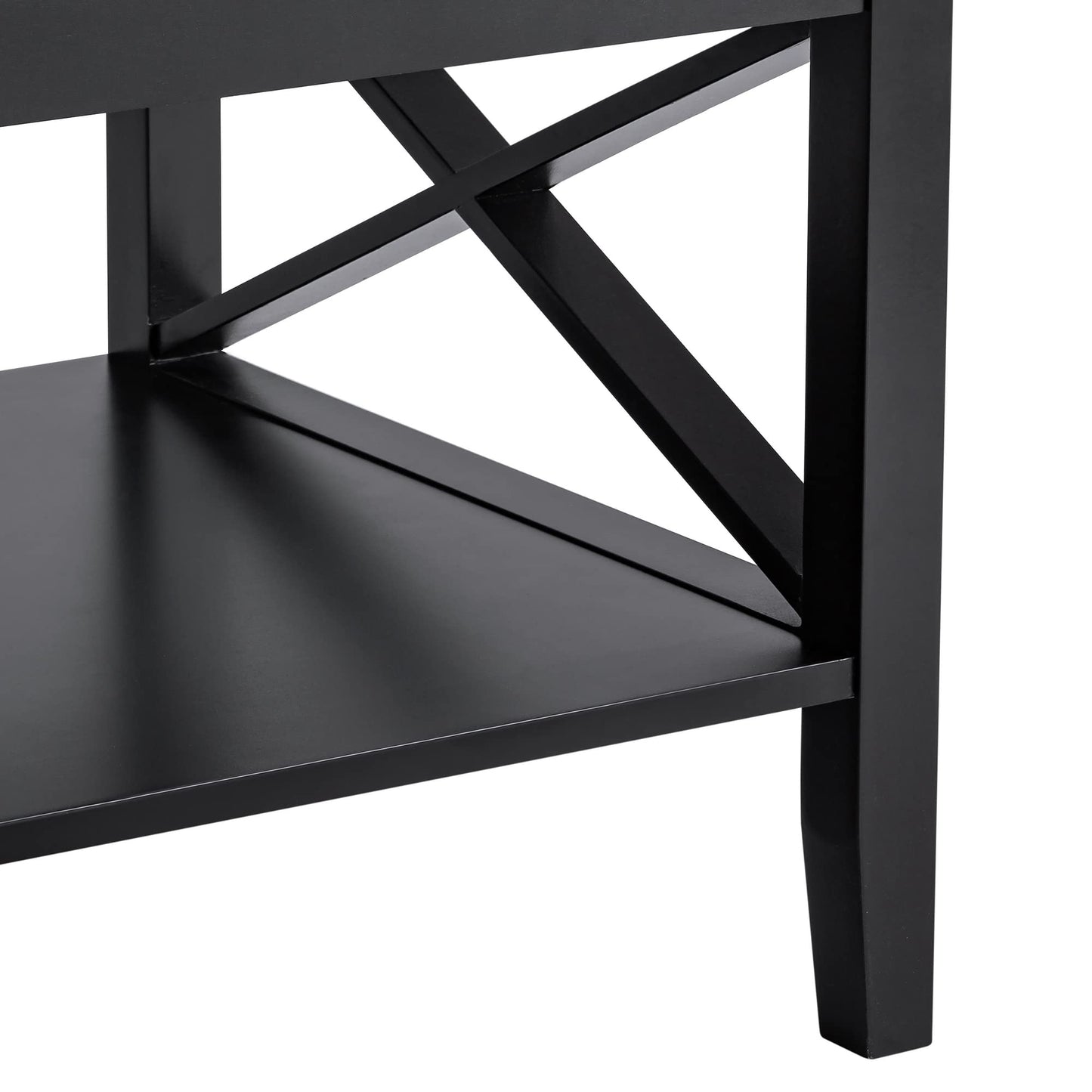 ChooChoo White Coffee Table Classic X Design for Living Room, Rectangular Modern Cocktail Table with Storage Shelf, 39 Inch