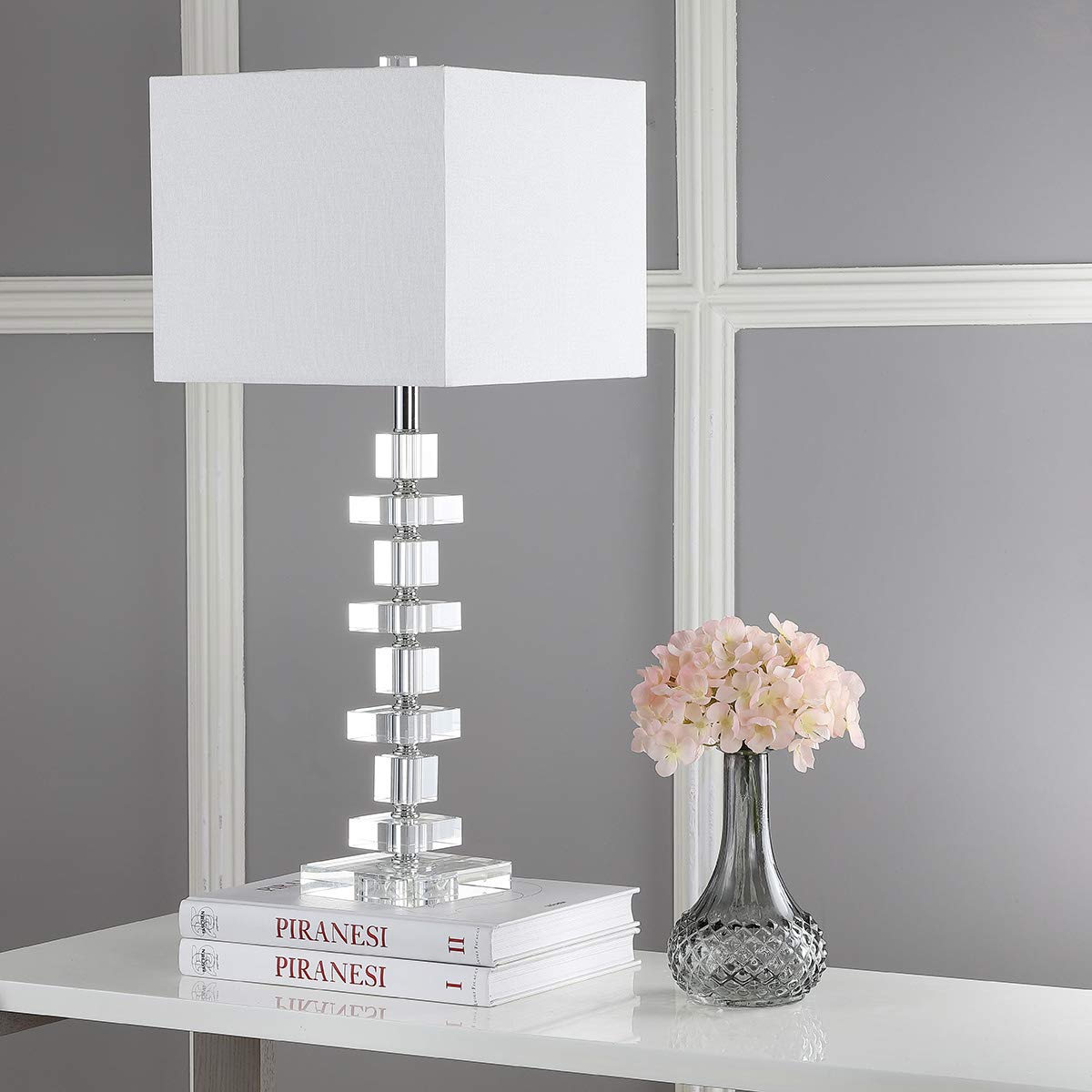 SAFAVIEH Lighting Collection Modern Deco 28-inch Bedroom Living Room Home Office Desk Nightstand Table Lamp Set of 2 (LED Bulbs Included)