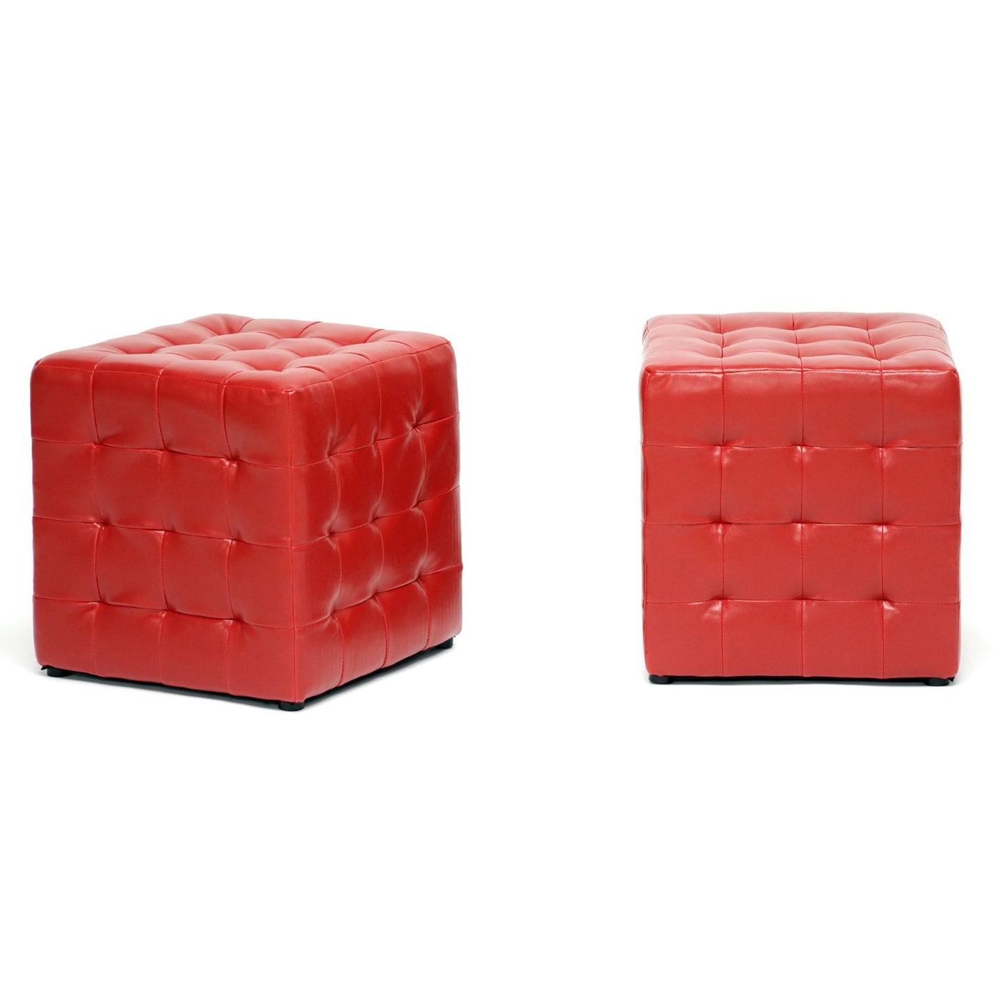Baxton Studio Siskal Modern Cube Ottoman, White, Set of 2,