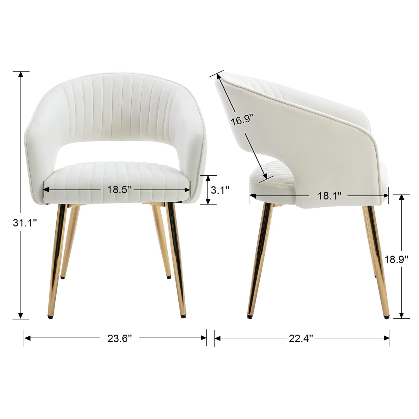 Modern Velvet Dining Chairs Set of 2, Upholstered Gold Dining Chairs with Hollow Back, Dining Room Chairs with Gold Legs, Accent Armrest Kitchen Chairs for Living Room Reception Teal Blue
