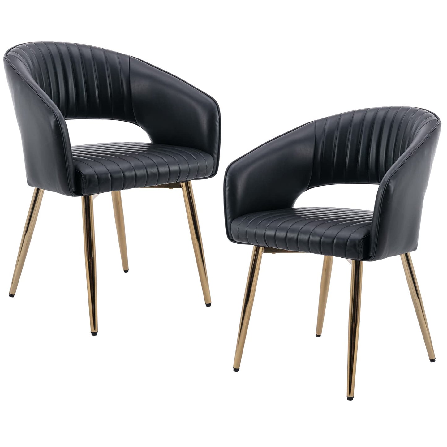 Modern Velvet Dining Chairs Set of 2, Upholstered Gold Dining Chairs with Hollow Back, Dining Room Chairs with Gold Legs, Accent Armrest Kitchen Chairs for Living Room Reception Teal Blue