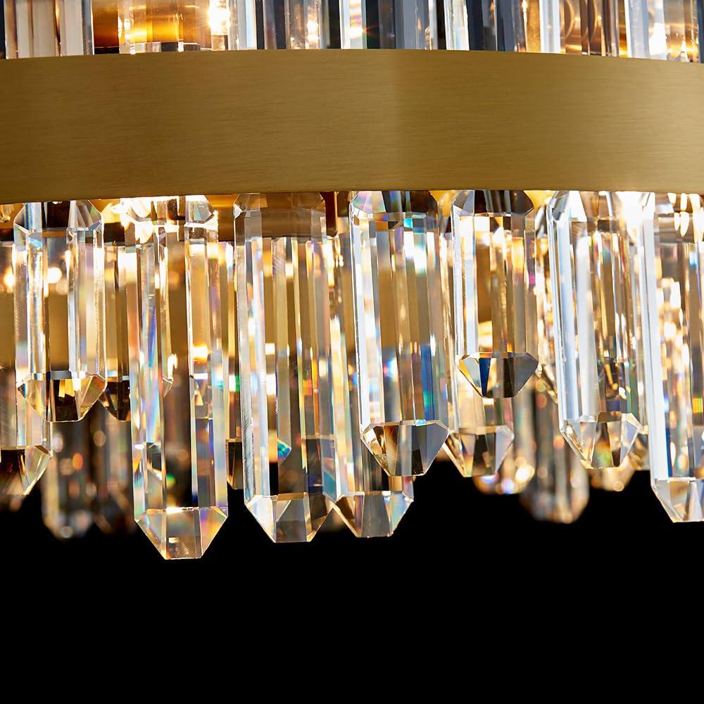 Gold Modern Oval Crystal Chandelier, 16-Lights Luxury Chandeliers Modern 2-Tiers K9 Crystal Chandelier Pendant, Light Fixture G9 Lights for Dining Living Room Entryway Kitchen Dia 23 inch