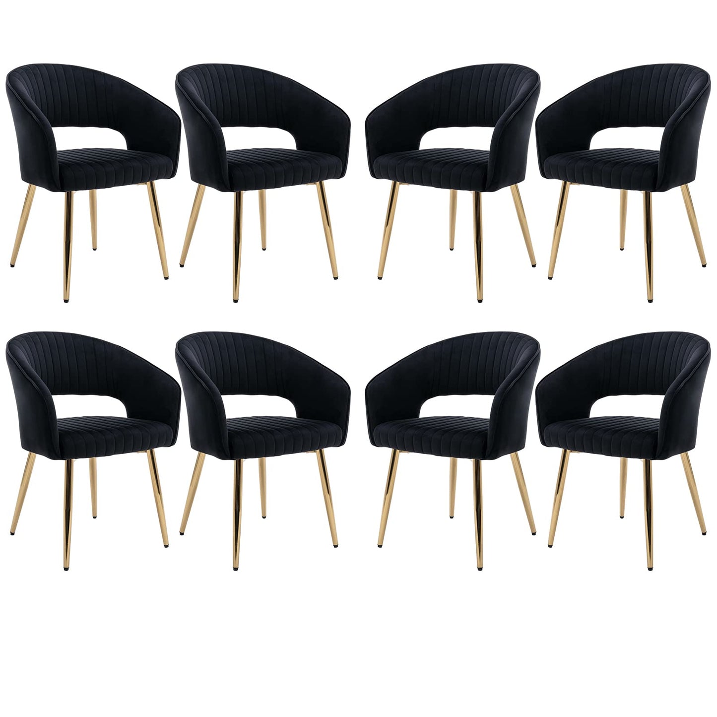 Modern Velvet Dining Chairs Set of 2, Upholstered Gold Dining Chairs with Hollow Back, Dining Room Chairs with Gold Legs, Accent Armrest Kitchen Chairs for Living Room Reception Teal Blue