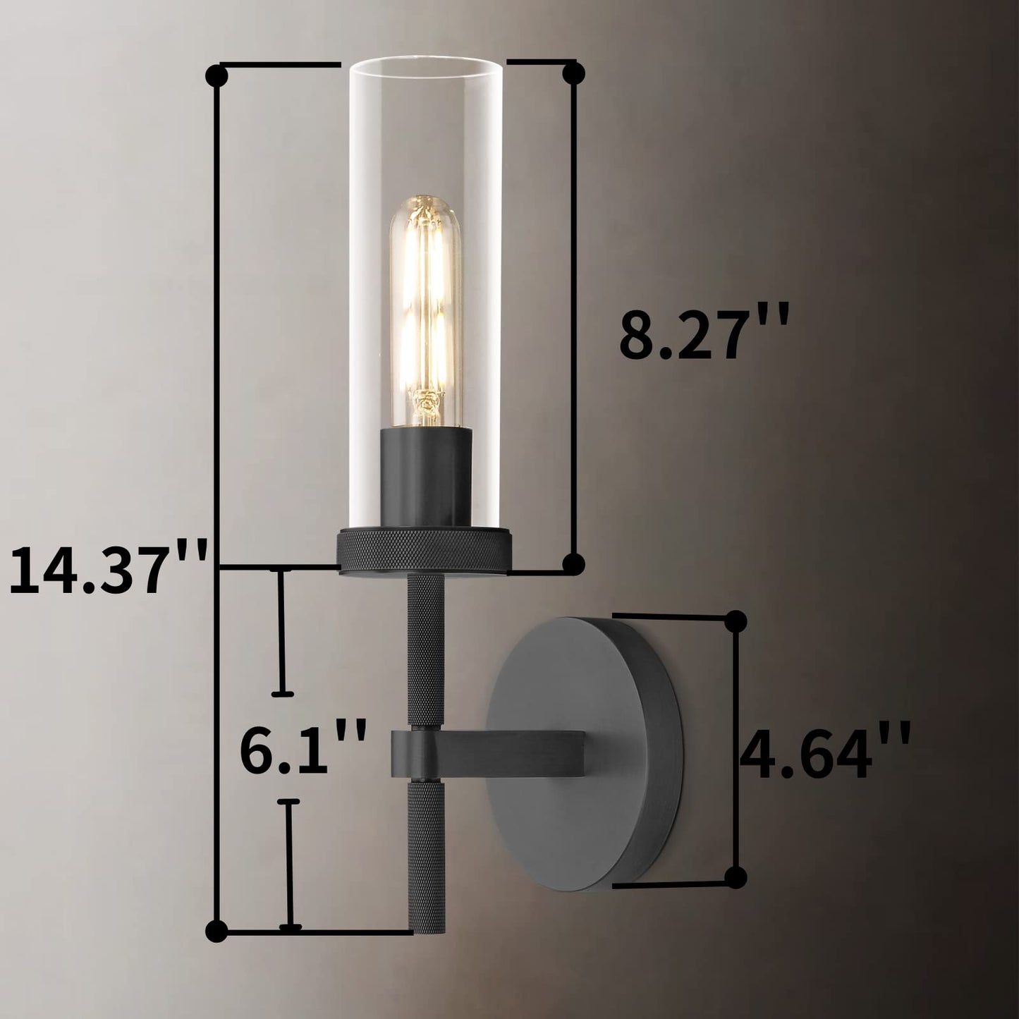 Brass Wall Sconces Set of Two, 19" Knurled Gold Sconces Wall Lighting, Tube Glass Bathroom Sconces Wall Lights for Bedroom Living Room Vanity Sconce Wall Lamp for Hallway, Staircase