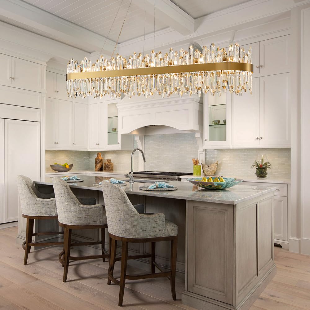 Gold Modern Oval Crystal Chandelier, 16-Lights Luxury Chandeliers Modern 2-Tiers K9 Crystal Chandelier Pendant, Light Fixture G9 Lights for Dining Living Room Entryway Kitchen Dia 23 inch