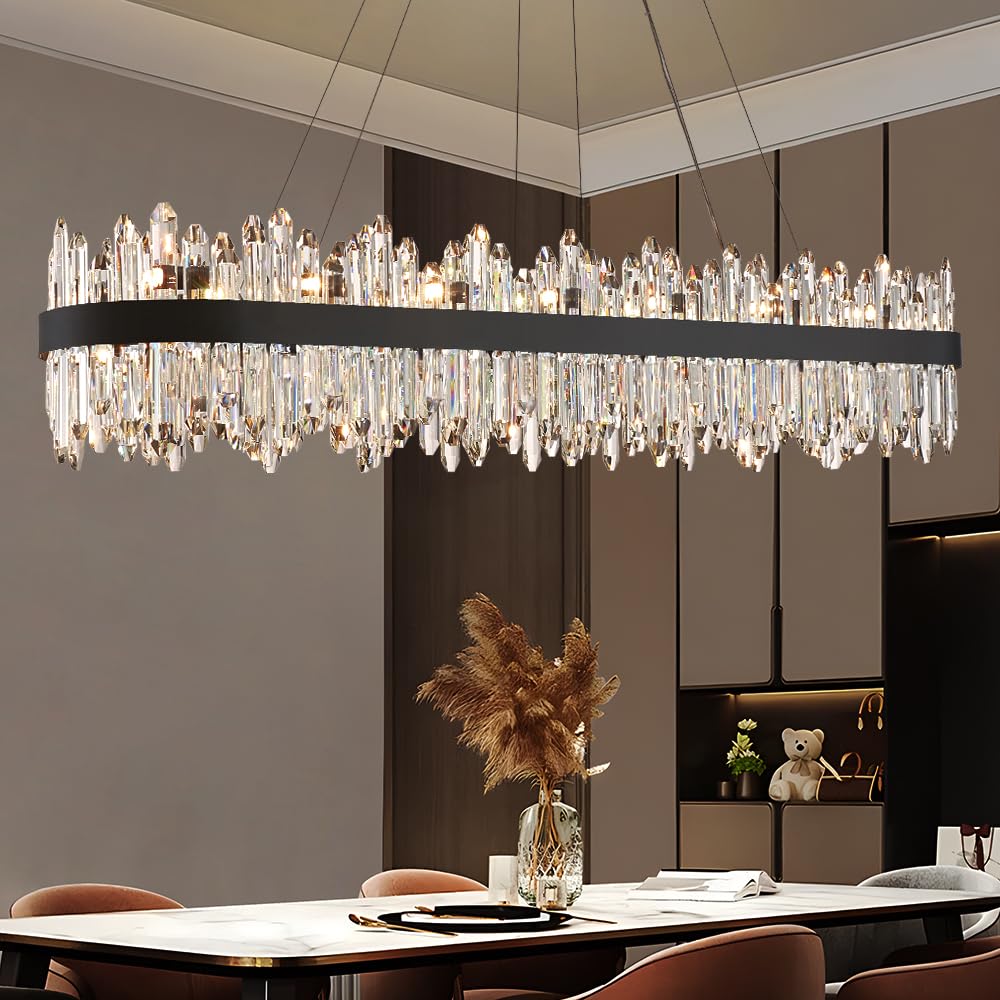 Gold Modern Oval Crystal Chandelier, 16-Lights Luxury Chandeliers Modern 2-Tiers K9 Crystal Chandelier Pendant, Light Fixture G9 Lights for Dining Living Room Entryway Kitchen Dia 23 inch