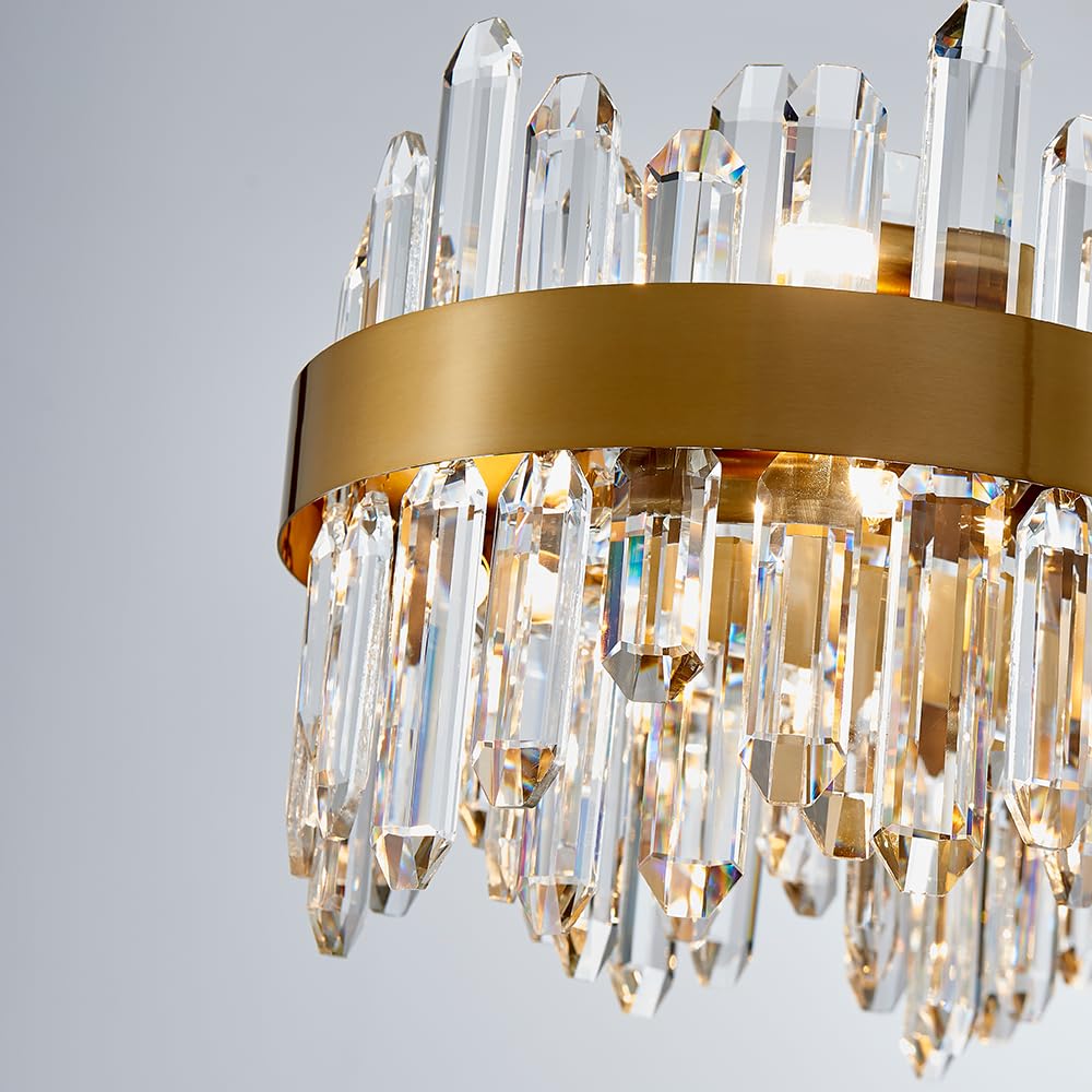 Gold Modern Oval Crystal Chandelier, 16-Lights Luxury Chandeliers Modern 2-Tiers K9 Crystal Chandelier Pendant, Light Fixture G9 Lights for Dining Living Room Entryway Kitchen Dia 23 inch