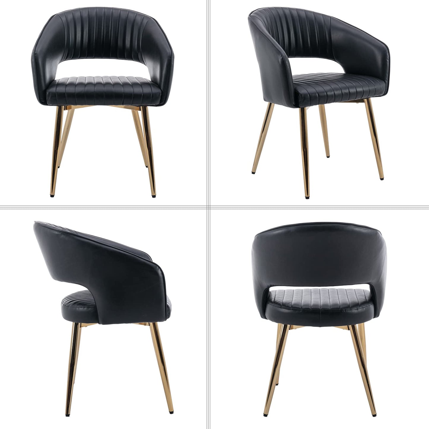 Modern Velvet Dining Chairs Set of 2, Upholstered Gold Dining Chairs with Hollow Back, Dining Room Chairs with Gold Legs, Accent Armrest Kitchen Chairs for Living Room Reception Teal Blue