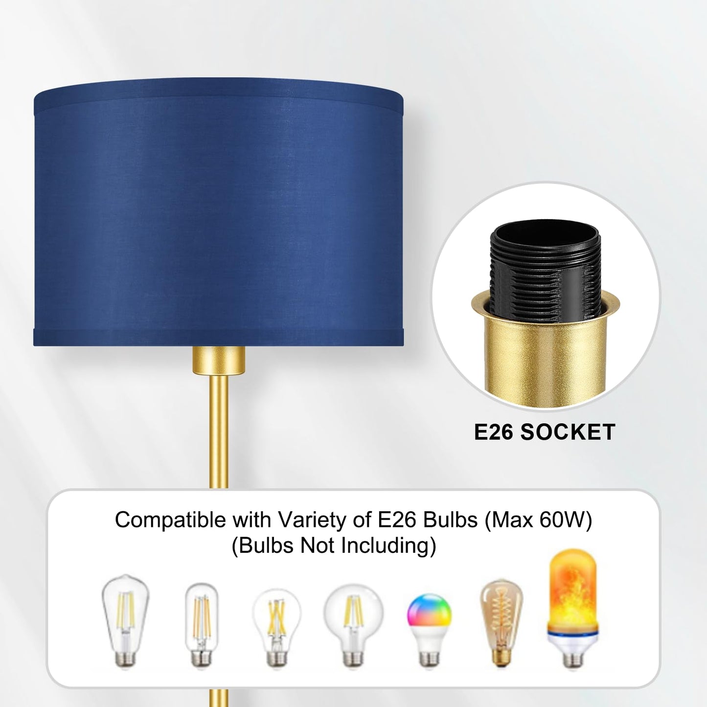 Floor Lamp Black, Standing Lamp, 58" Tall Lamps for Living Room, Simple Pole Lamp with Black Lampshade, On/Off Foot Pedal, Bright Dimming Light for Kids Room Bedroom Office Decor(Without Bulbs)