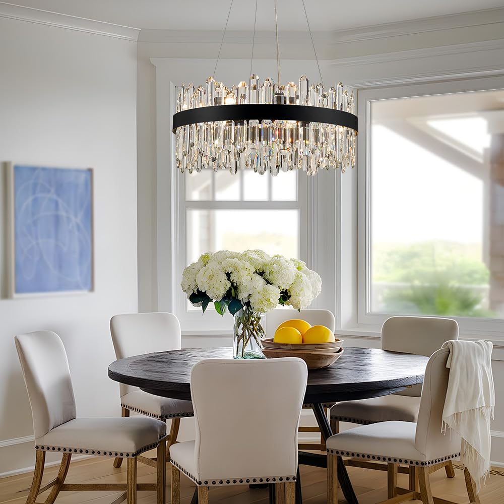 Gold Modern Oval Crystal Chandelier, 16-Lights Luxury Chandeliers Modern 2-Tiers K9 Crystal Chandelier Pendant, Light Fixture G9 Lights for Dining Living Room Entryway Kitchen Dia 23 inch