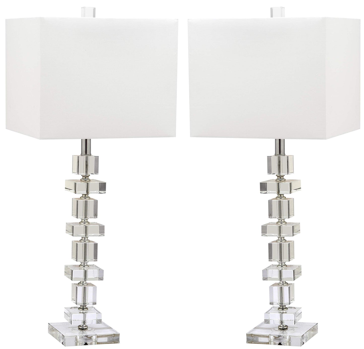 SAFAVIEH Lighting Collection Modern Deco 28-inch Bedroom Living Room Home Office Desk Nightstand Table Lamp Set of 2 (LED Bulbs Included)