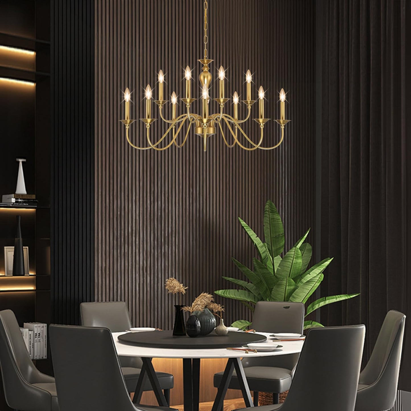 15 Light Black Farmhouse Chandeliers for Dining Room Light Fixtures Over Table, Vintage Candle Large Chandelier for Living Room Foyer Staircase Restaurant Showroom Villa