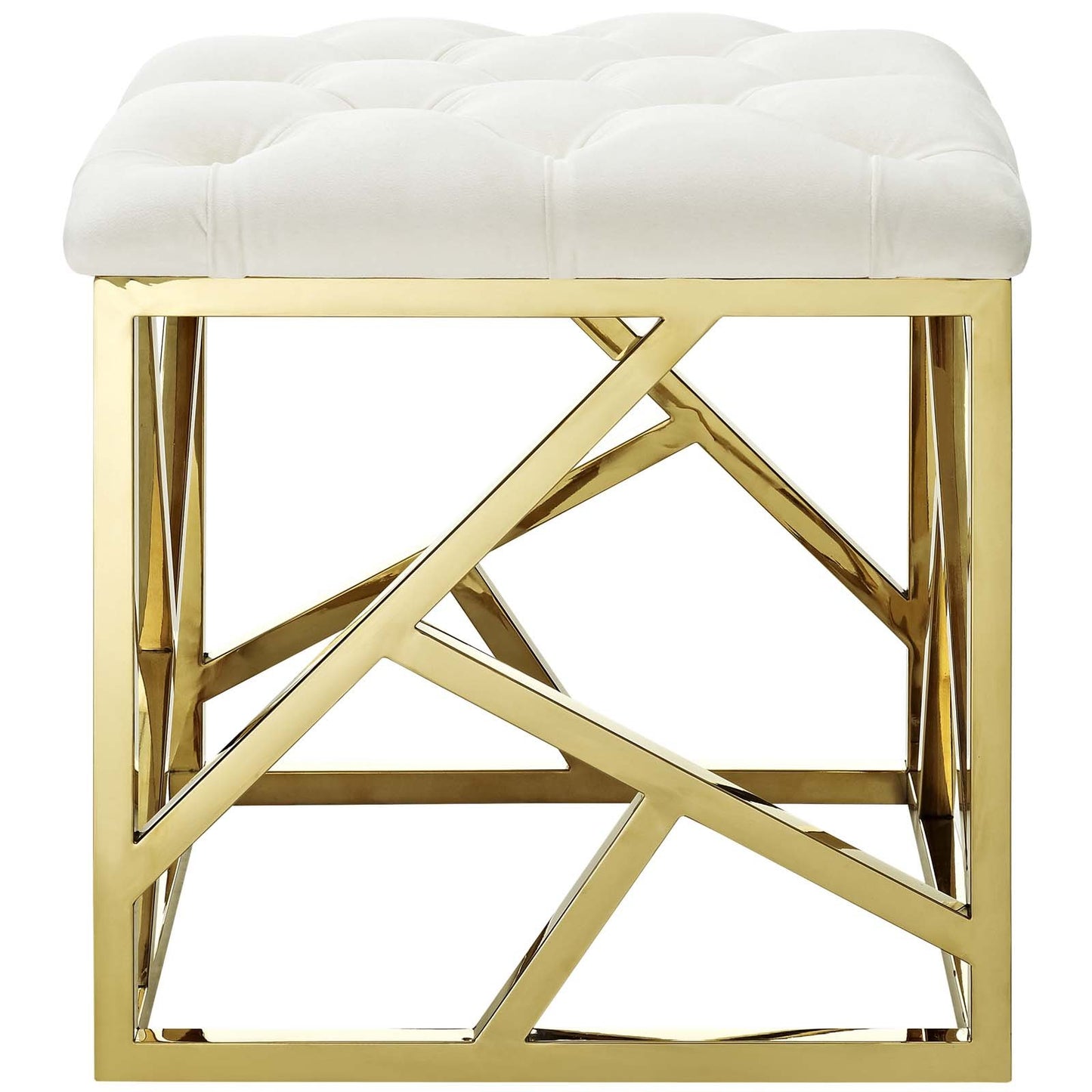 Modway intersperse Button-Tufted Contemporary Modern with Metallic Frame, Bench, Silver Gray