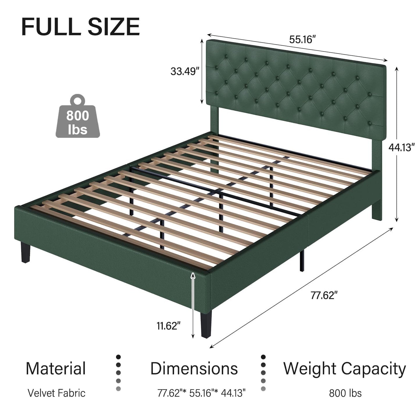 Queen Bed Frame with Headboard, Faux Leather Upholstered Platform Bed Frame, Blue Bed Frame Queen Size, Wooden Slat Support, No Box Spring Needed, Navy Blue