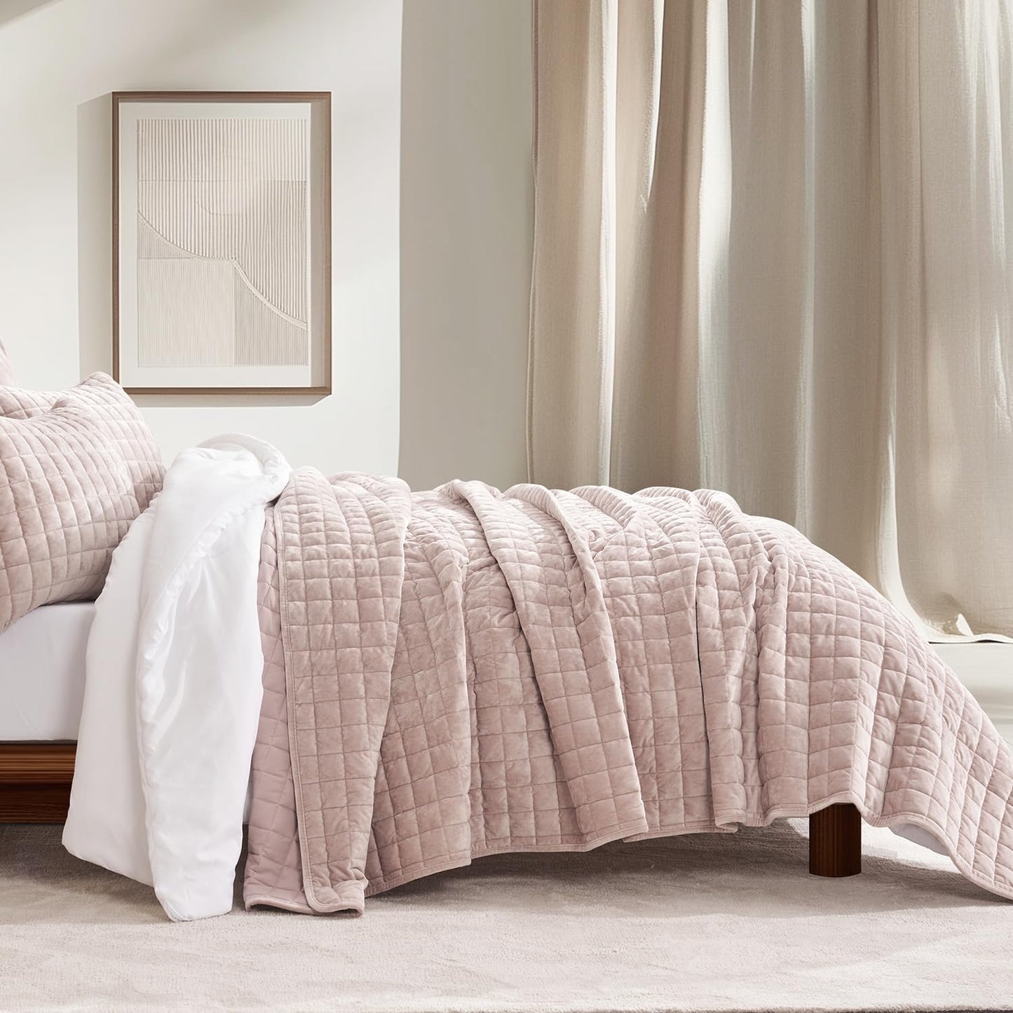 RECYCO Luxury Velvet Quilt Set King Size, Lightweight Velvet Comforter Set, Oversized Bedspread Coverlet Quilted Bedding Set, with 2 Matching Pillow Shams, for All Season, Navy Blue