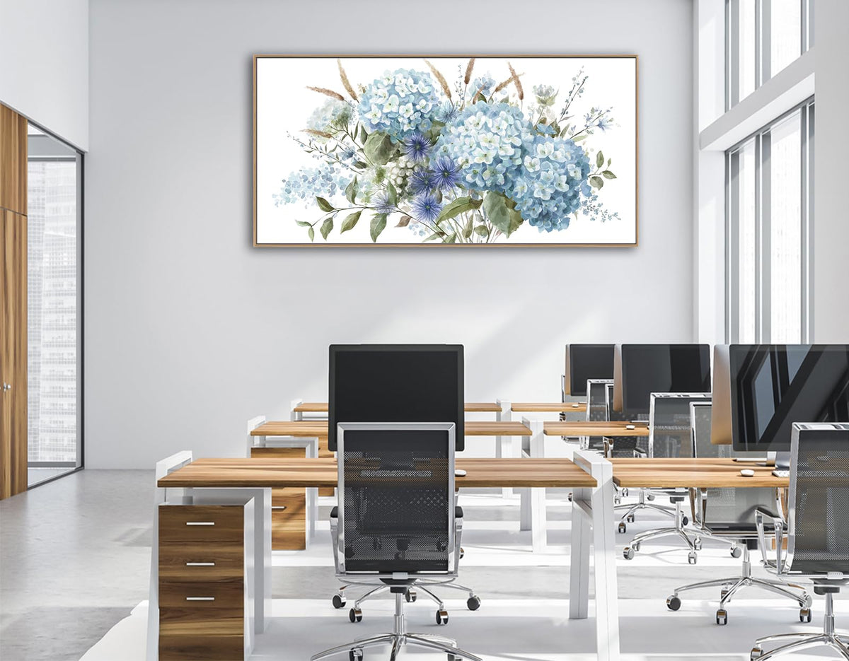 VEAEE Teal Framed Abstract Wall Art - Turquoise Green Colorful Modern Canvas Pictures, Living Room Wall Decor, Contemporary Landscape Painting Prints for Bedroom Bathroom Office Decor 20" x 40"