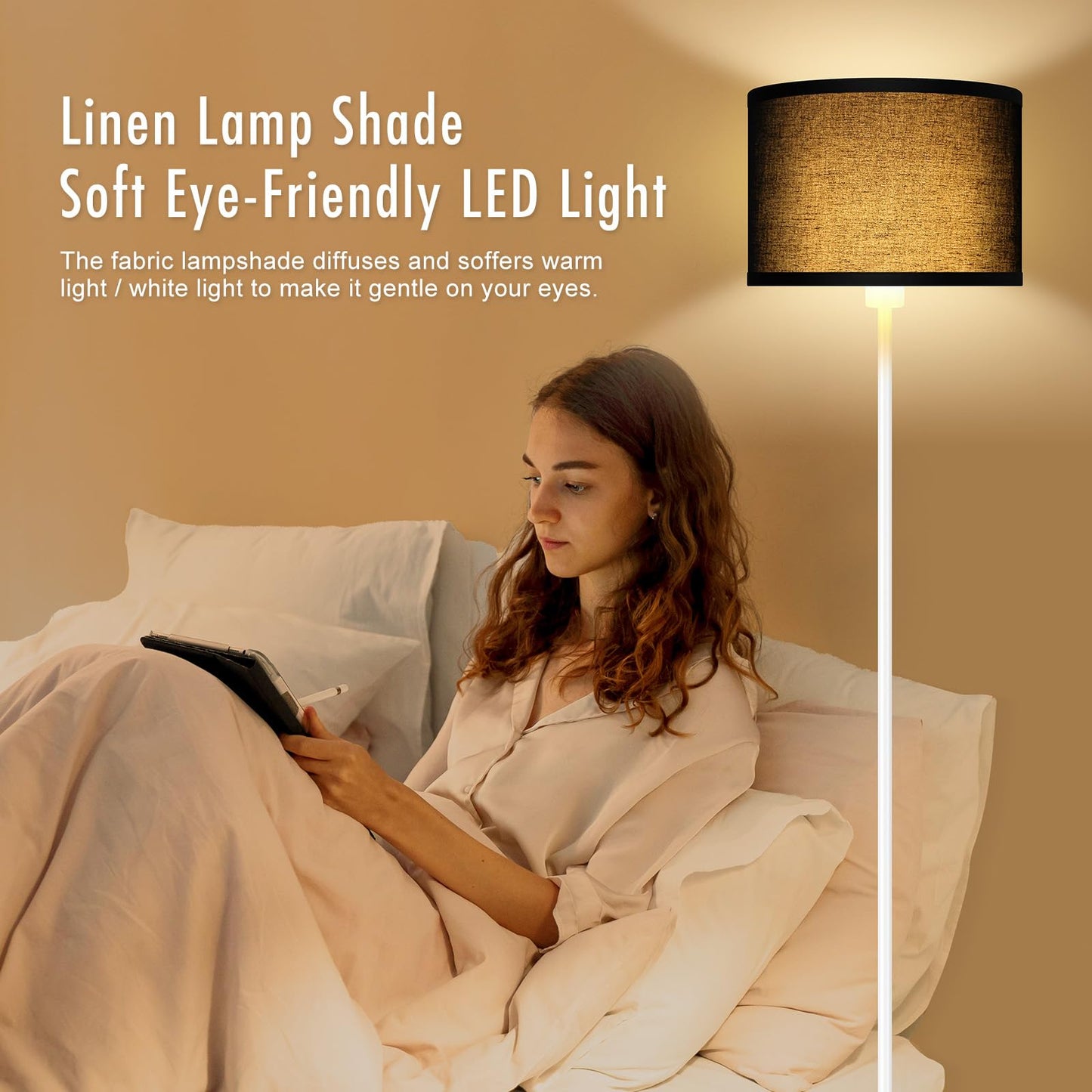 Floor Lamp Black, Standing Lamp, 58" Tall Lamps for Living Room, Simple Pole Lamp with Black Lampshade, On/Off Foot Pedal, Bright Dimming Light for Kids Room Bedroom Office Decor(Without Bulbs)