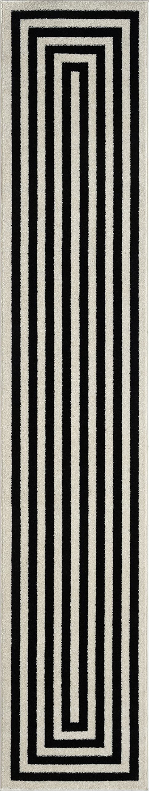 Abani Contemporary Black & Ivory 5'3" x 7'6" Area Rug, Contrasting Geometric Modern Stripe Symmetrical Living Room Carpet Rugs