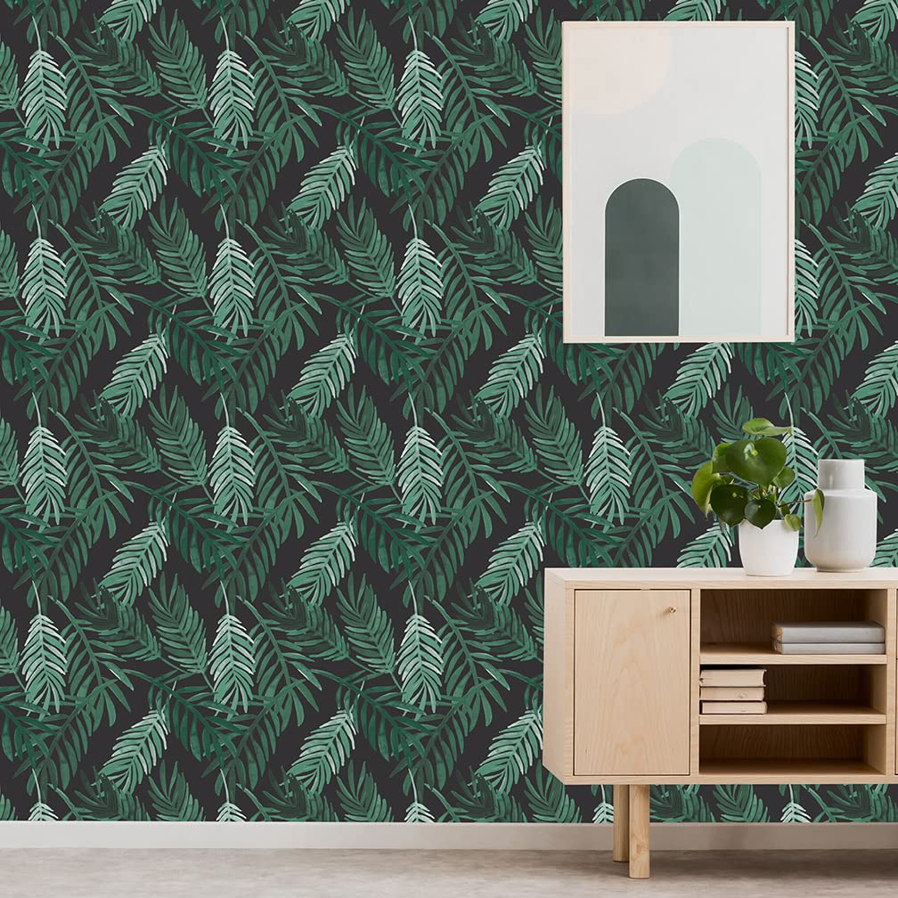 Flipside Blue Palm Leaves Peel and Stick Removable Wallpaper - Each Roll is 18 ft. Long x 18 in. Wide - Safe for Walls - Easy to Apply & Easy to Remove