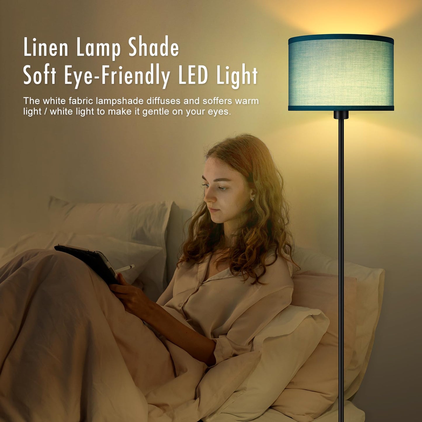 Floor Lamp Black, Standing Lamp, 58" Tall Lamps for Living Room, Simple Pole Lamp with Black Lampshade, On/Off Foot Pedal, Bright Dimming Light for Kids Room Bedroom Office Decor(Without Bulbs)