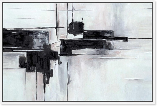 Abstract Journey Canvas Black and White Art, Gold Frame, 45" x 30"