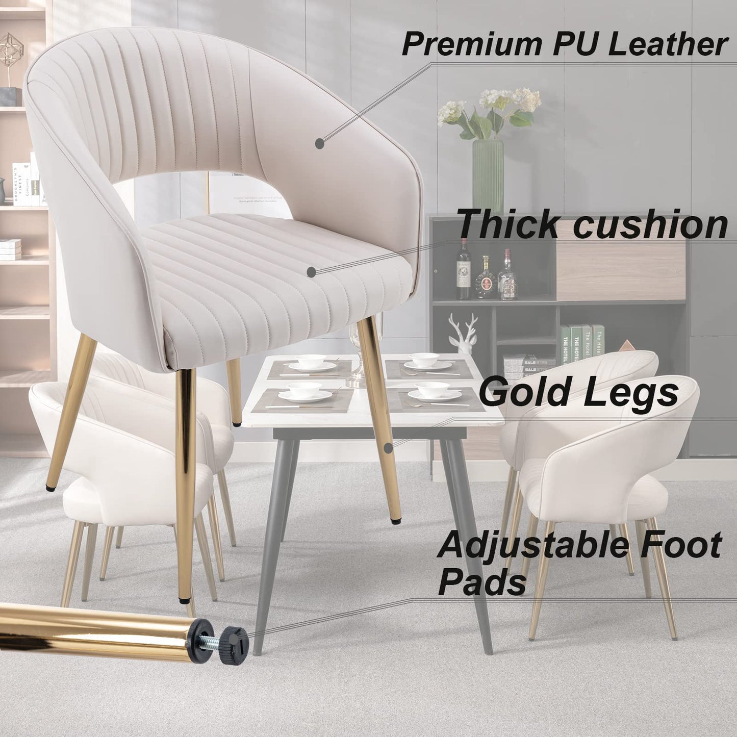 Modern Velvet Dining Chairs Set of 2, Upholstered Gold Dining Chairs with Hollow Back, Dining Room Chairs with Gold Legs, Accent Armrest Kitchen Chairs for Living Room Reception Teal Blue