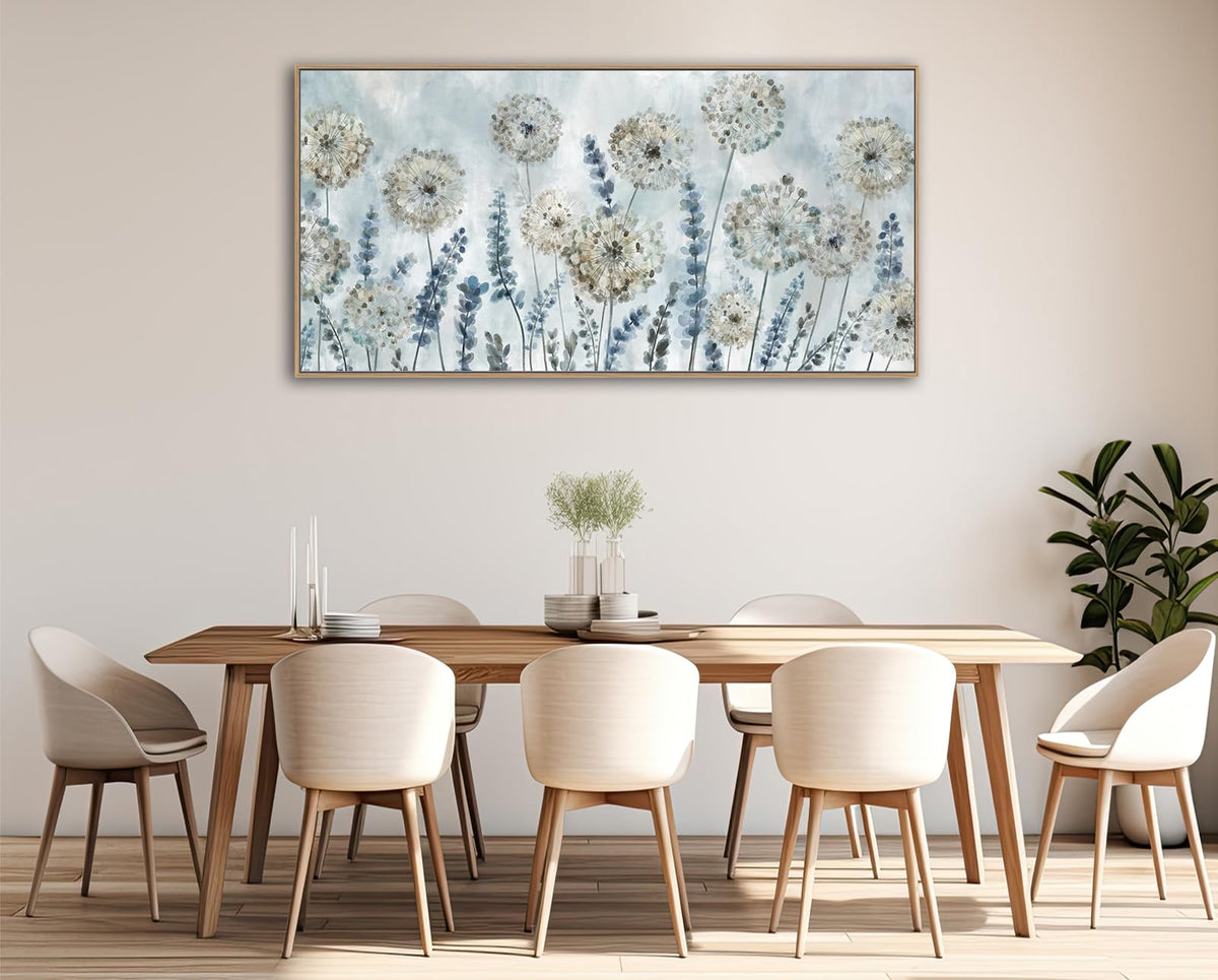 VEAEE Teal Framed Abstract Wall Art - Turquoise Green Colorful Modern Canvas Pictures, Living Room Wall Decor, Contemporary Landscape Painting Prints for Bedroom Bathroom Office Decor 20" x 40"