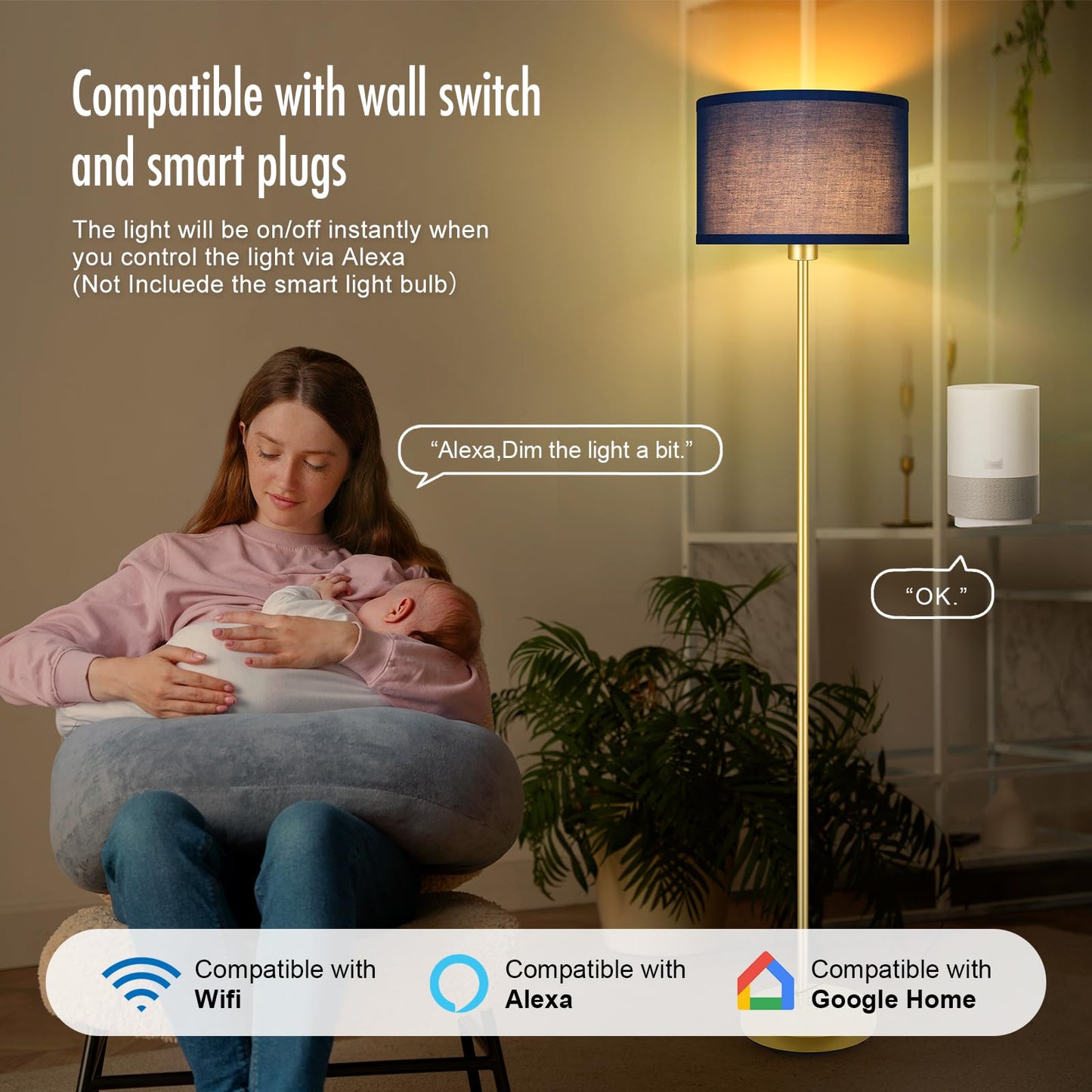 Floor Lamp Black, Standing Lamp, 58" Tall Lamps for Living Room, Simple Pole Lamp with Black Lampshade, On/Off Foot Pedal, Bright Dimming Light for Kids Room Bedroom Office Decor(Without Bulbs)