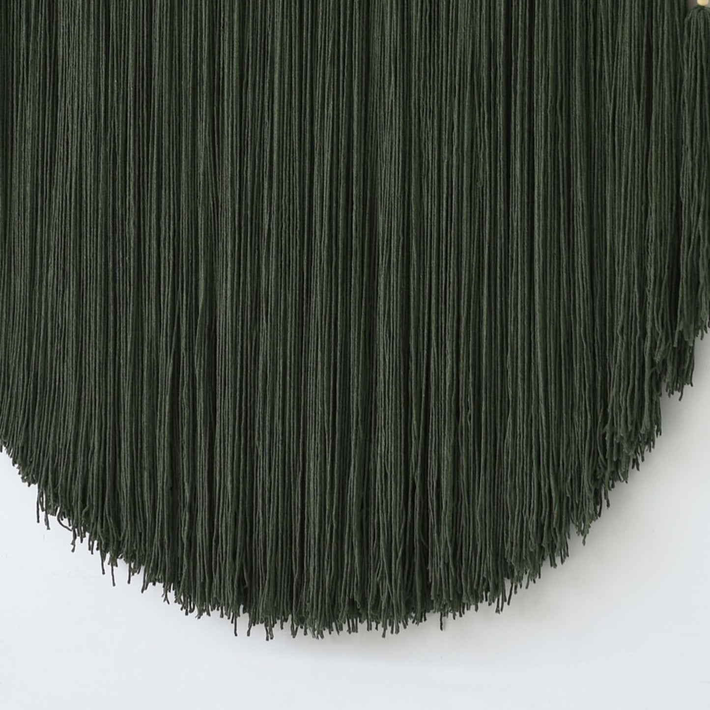 IOWER Macrame Wall Hanging Brown Yarn Beaded Backdrop Boho Wall Decor Round Tassel Home Wall Aesthetic Living Rooms Bedrooms Offices Geometric Art Chic Home Decor 39" W x 55" L