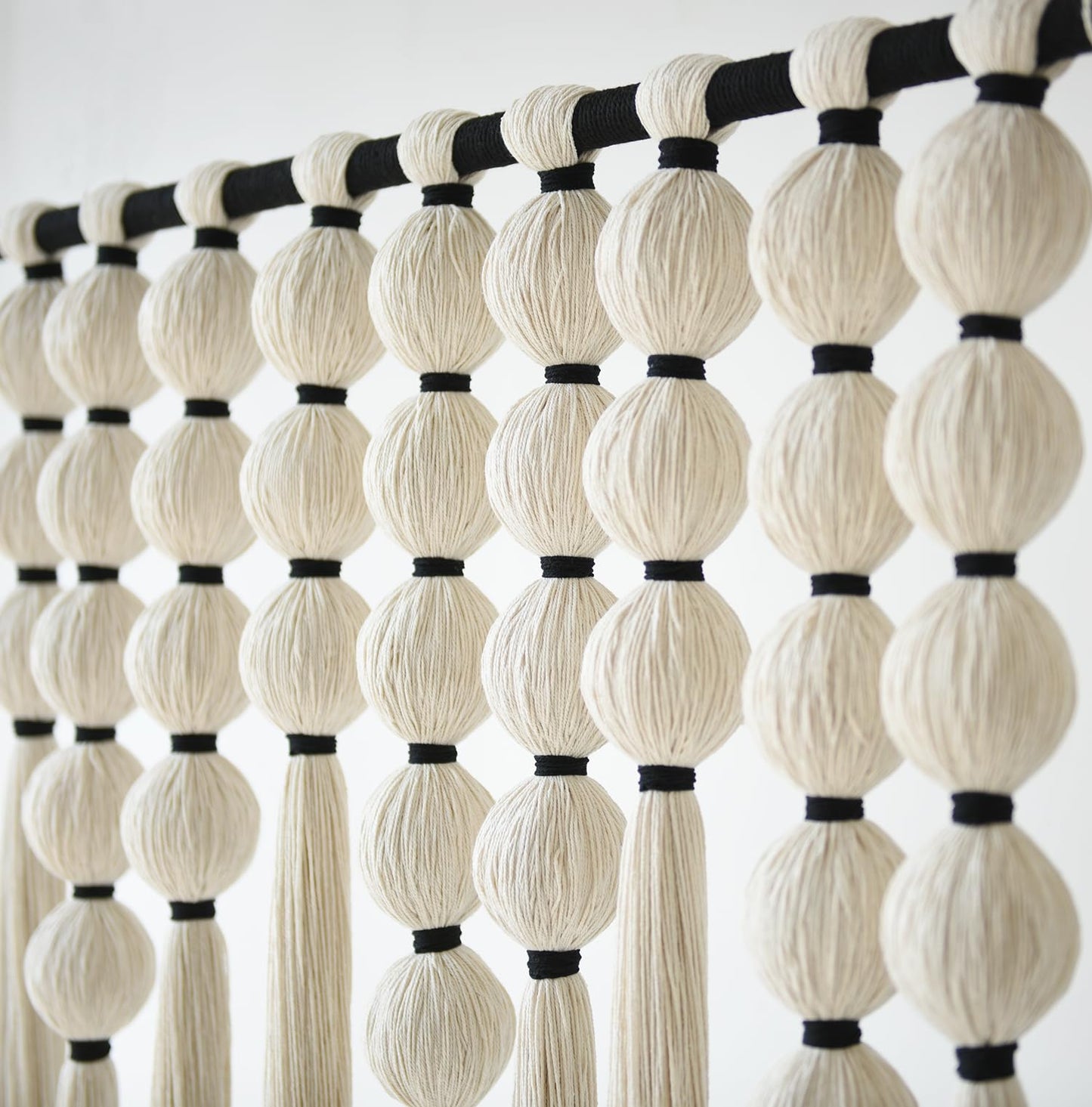 IOWER Macrame Wall Hanging Brown Yarn Beaded Backdrop Boho Wall Decor Round Tassel Home Wall Aesthetic Living Rooms Bedrooms Offices Geometric Art Chic Home Decor 39" W x 55" L