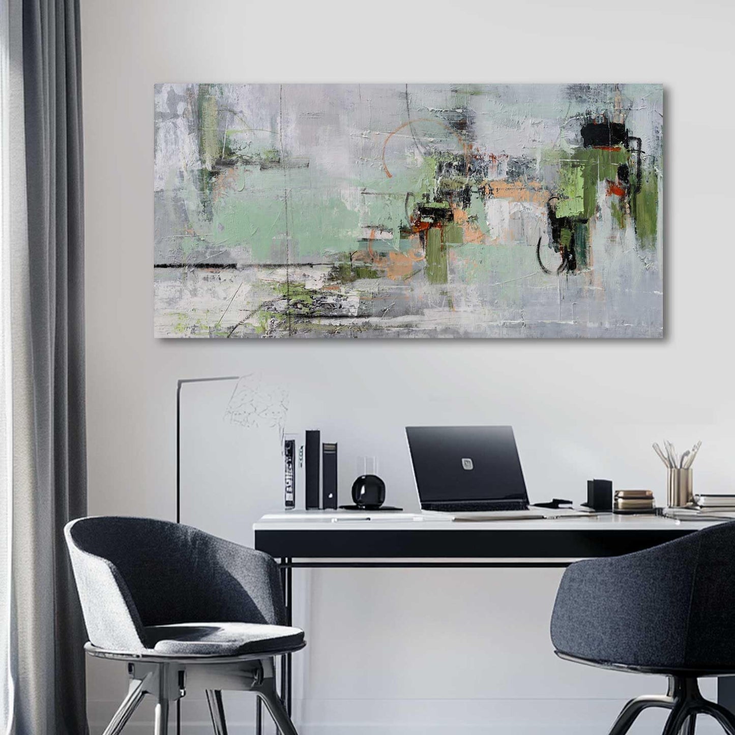 MLART99 Blue and White Abstract Wall Art Grunge Posters Gold Painting for Home Office 29"x 58" Gallery Wall Prints Large Size Artwork for Walls
