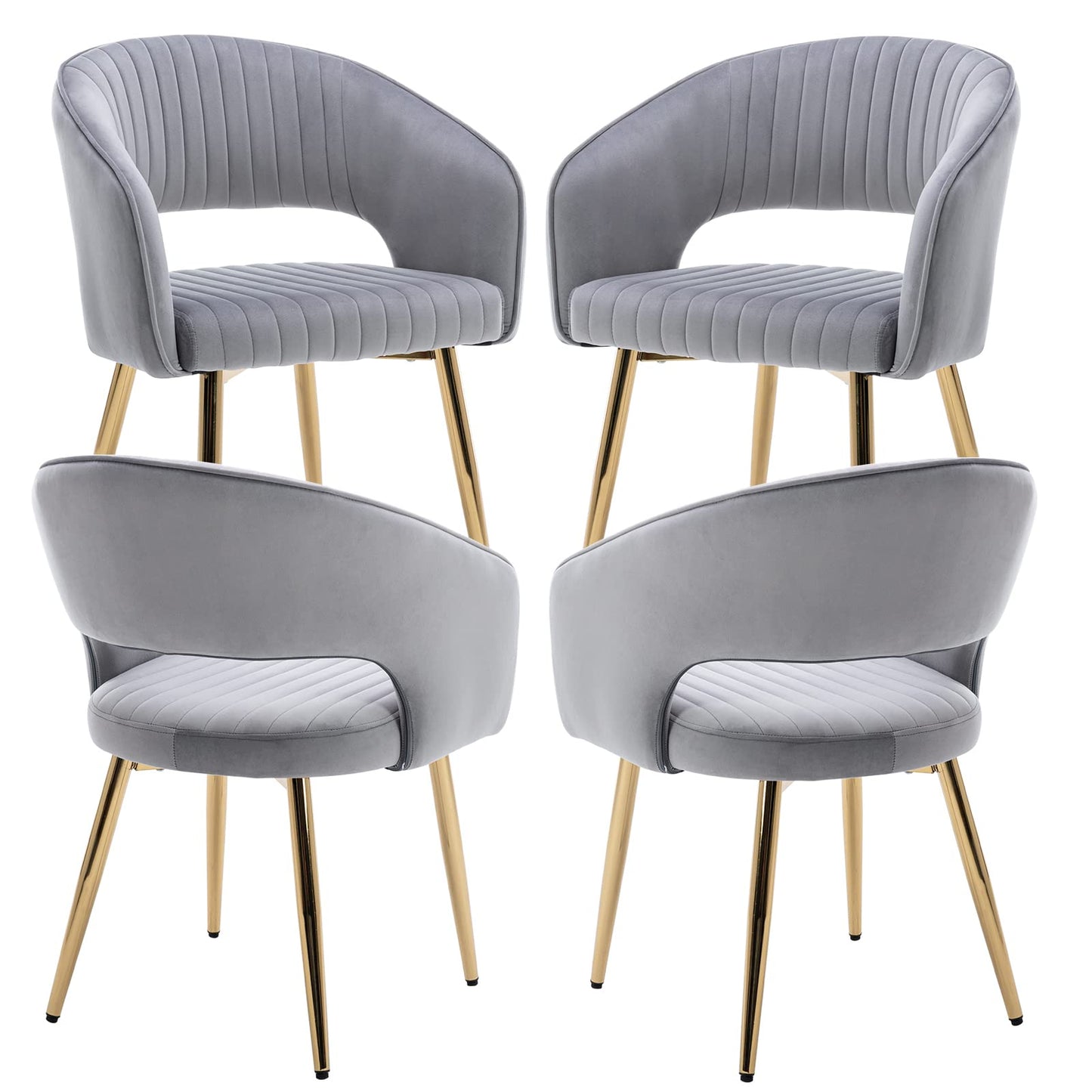 Modern Velvet Dining Chairs Set of 2, Upholstered Gold Dining Chairs with Hollow Back, Dining Room Chairs with Gold Legs, Accent Armrest Kitchen Chairs for Living Room Reception Teal Blue