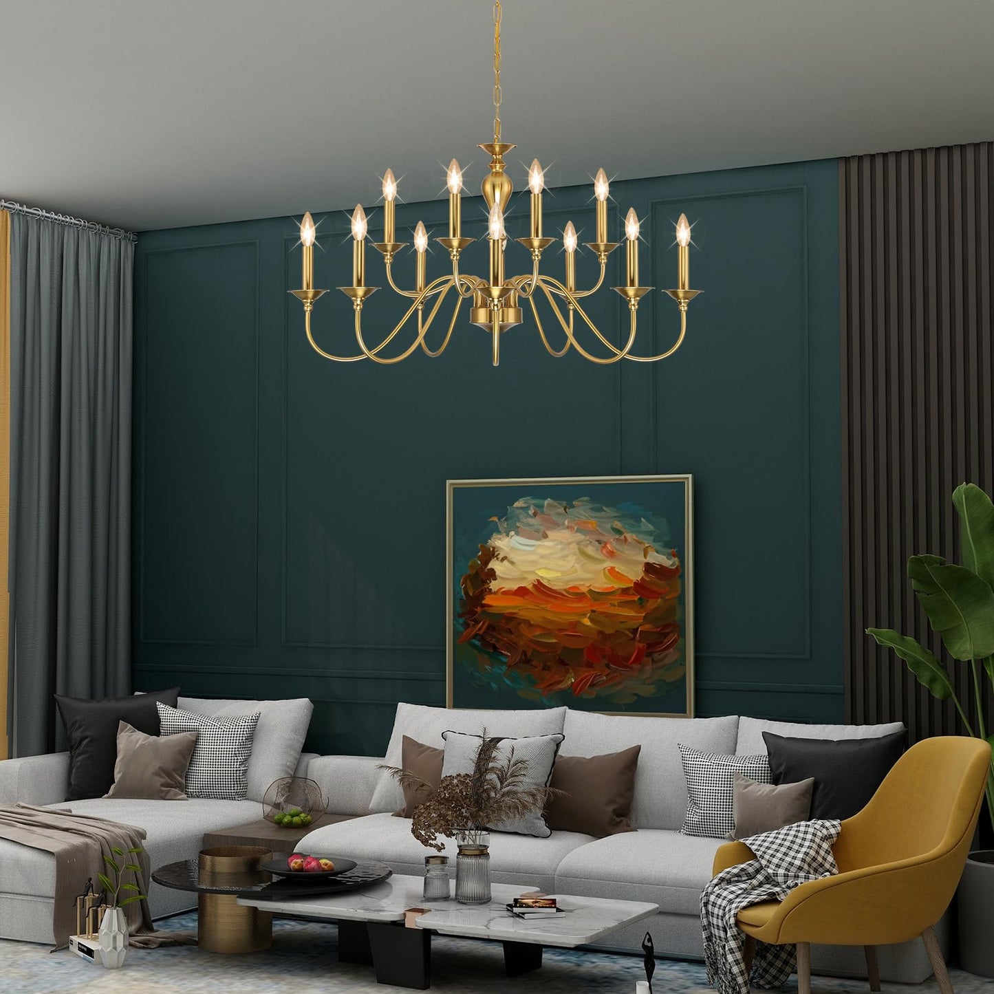 15 Light Black Farmhouse Chandeliers for Dining Room Light Fixtures Over Table, Vintage Candle Large Chandelier for Living Room Foyer Staircase Restaurant Showroom Villa