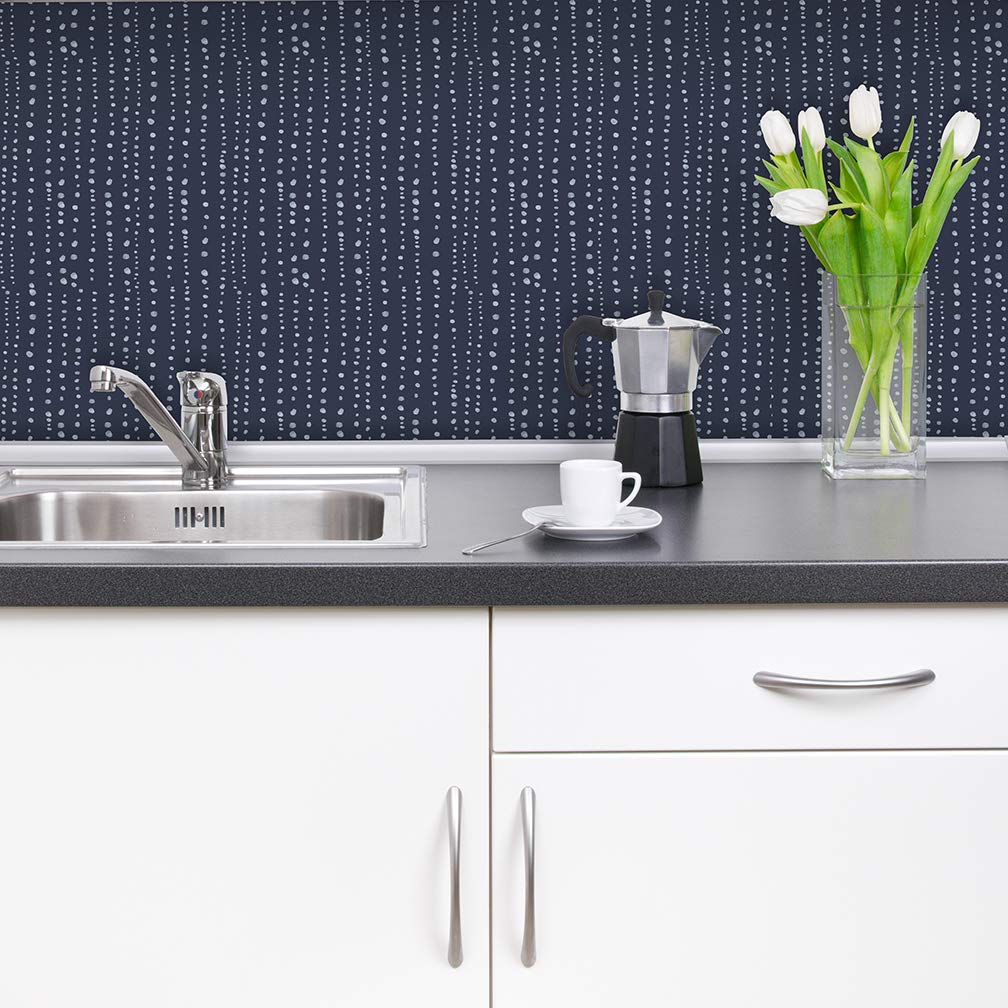 Flipside Blue Palm Leaves Peel and Stick Removable Wallpaper - Each Roll is 18 ft. Long x 18 in. Wide - Safe for Walls - Easy to Apply & Easy to Remove