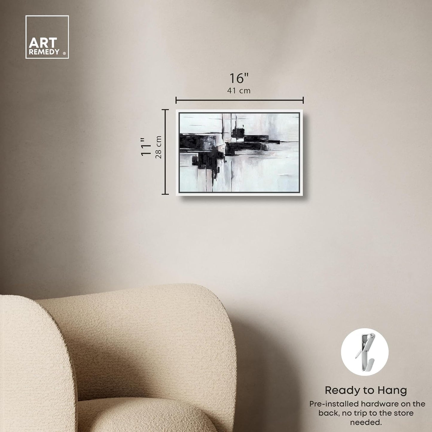 Abstract Journey Canvas Black and White Art, Gold Frame, 45" x 30"