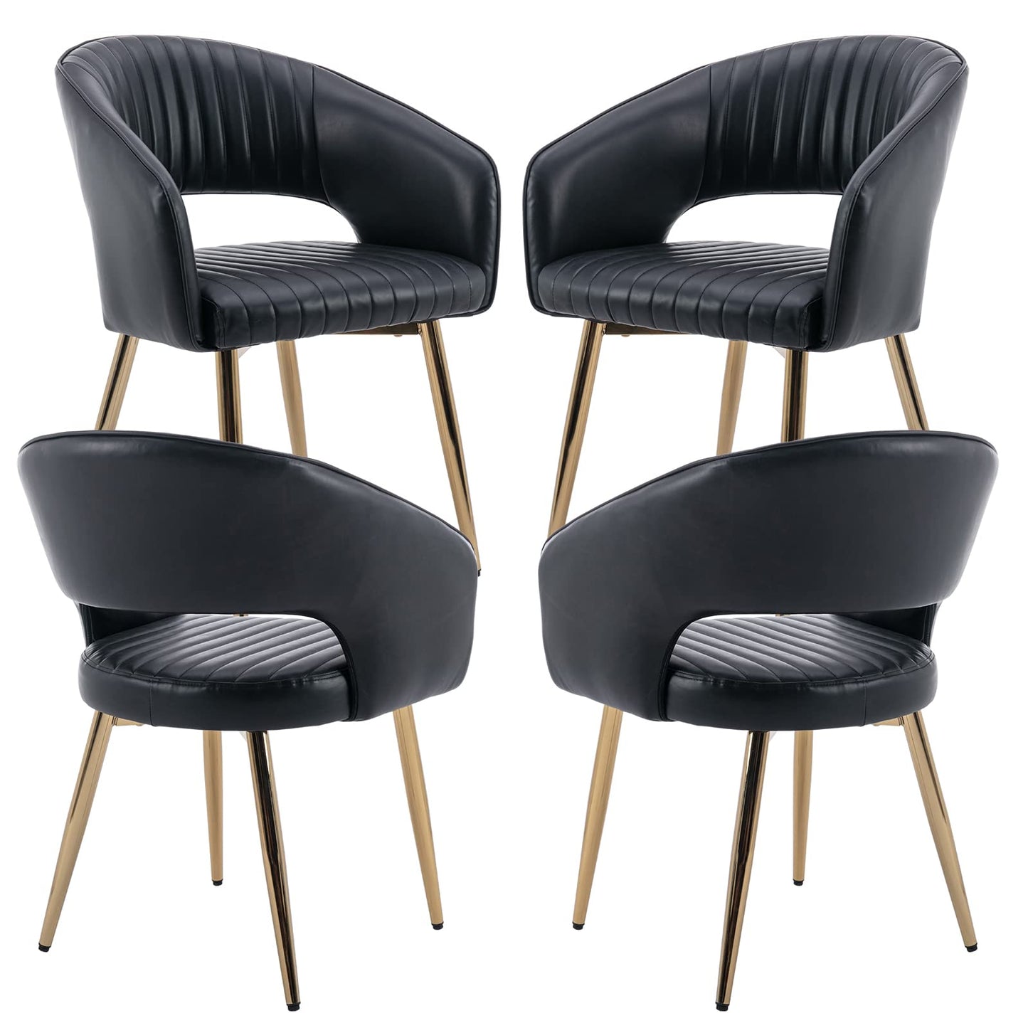 Modern Velvet Dining Chairs Set of 2, Upholstered Gold Dining Chairs with Hollow Back, Dining Room Chairs with Gold Legs, Accent Armrest Kitchen Chairs for Living Room Reception Teal Blue
