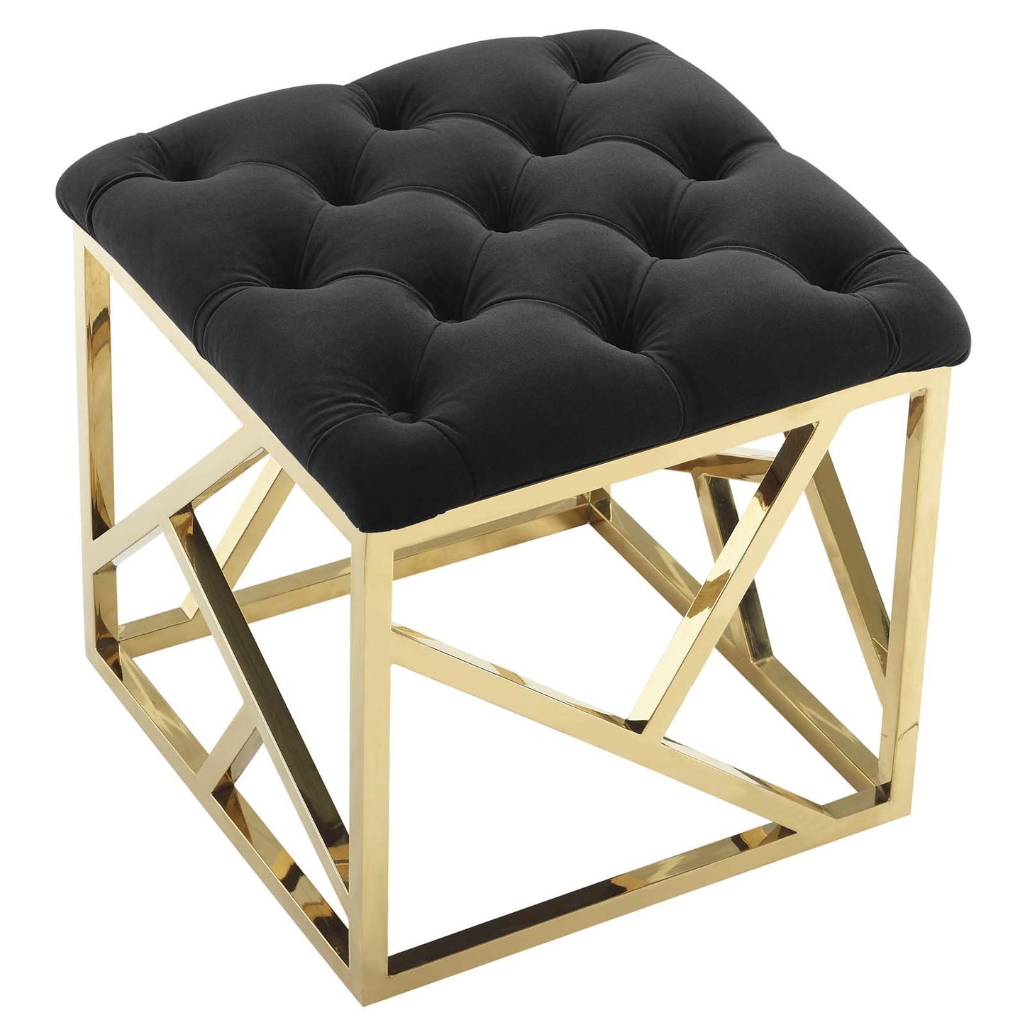 Modway intersperse Button-Tufted Contemporary Modern with Metallic Frame, Bench, Silver Gray