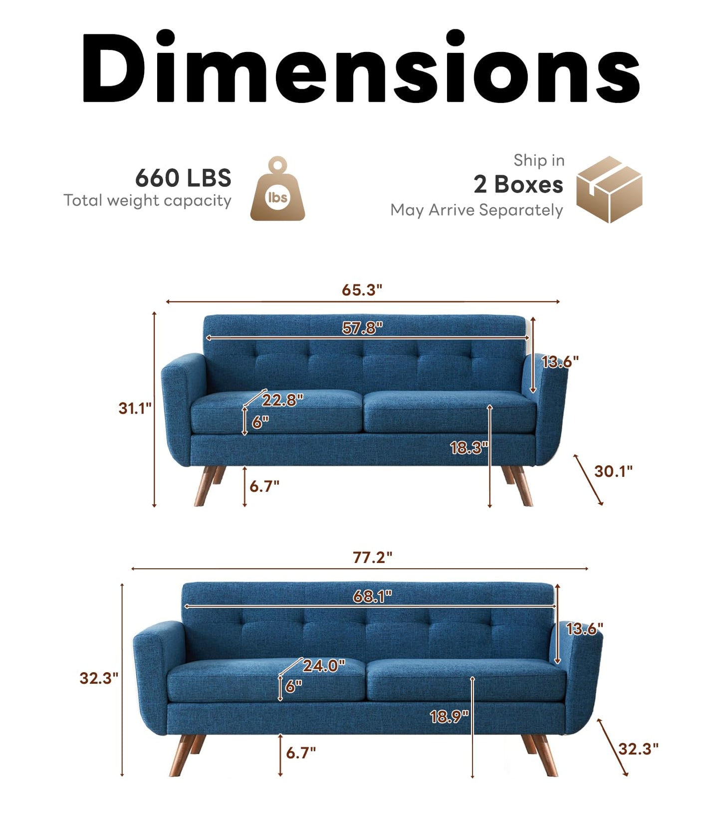 Tbfit 65" W Loveseat Sofa, Mid Century Modern Love Seat Couches for Living Room, Button Tufted Upholstered Small Couch for Bedroom, Solid and Easy to Install Love Seats Furniture, Grey