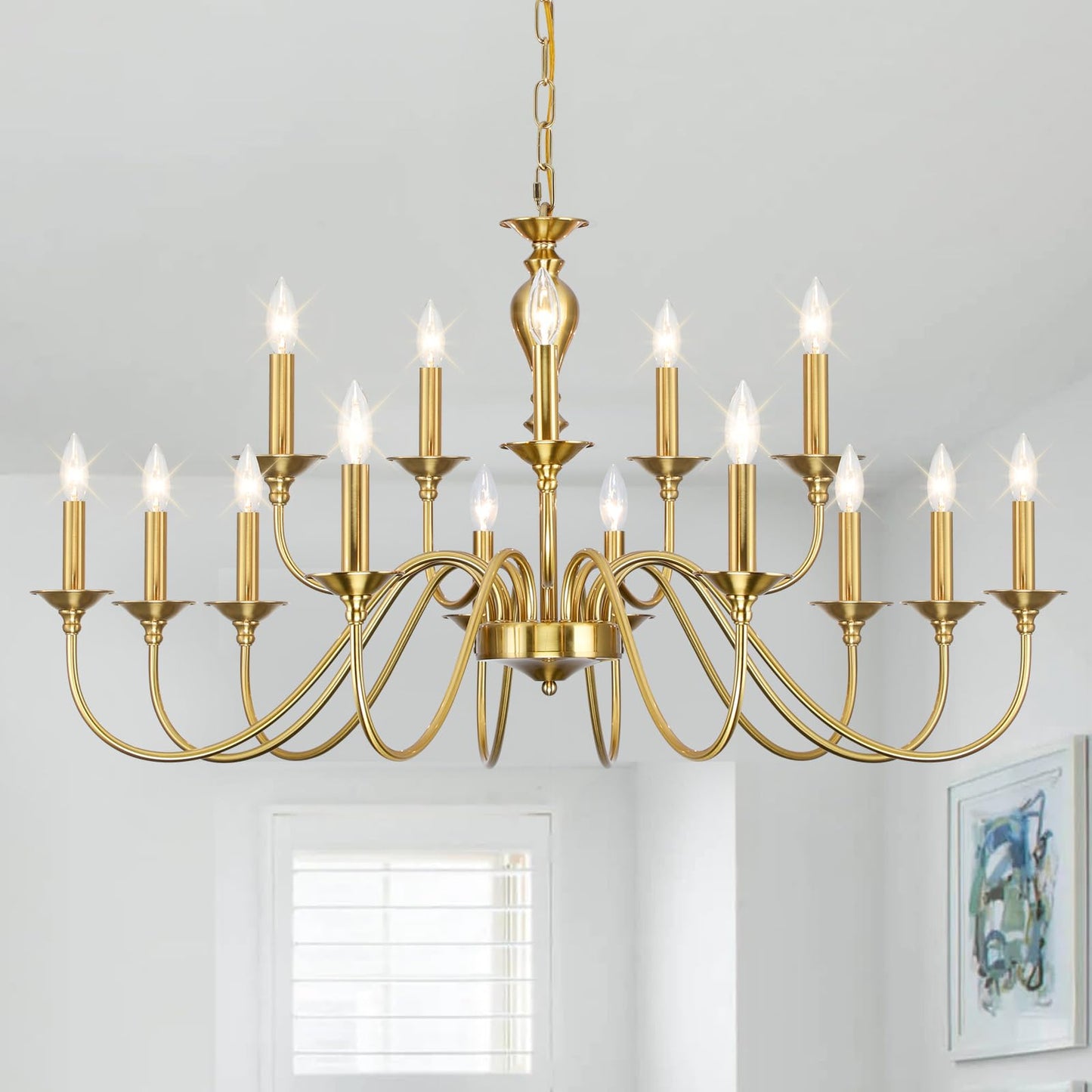 15 Light Black Farmhouse Chandeliers for Dining Room Light Fixtures Over Table, Vintage Candle Large Chandelier for Living Room Foyer Staircase Restaurant Showroom Villa