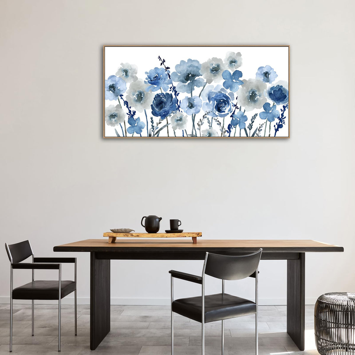 VEAEE Teal Framed Abstract Wall Art - Turquoise Green Colorful Modern Canvas Pictures, Living Room Wall Decor, Contemporary Landscape Painting Prints for Bedroom Bathroom Office Decor 20" x 40"