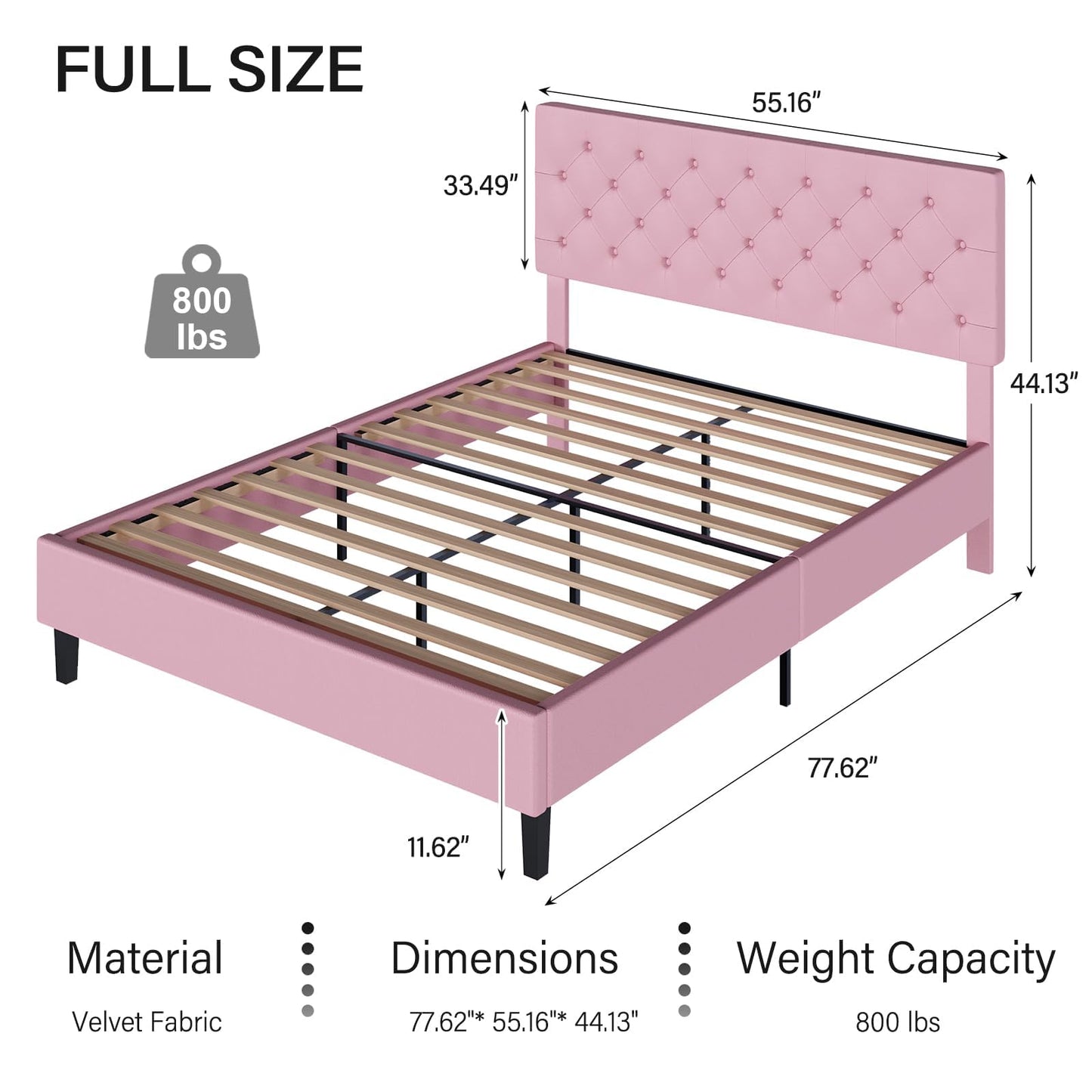 Queen Bed Frame with Headboard, Faux Leather Upholstered Platform Bed Frame, Blue Bed Frame Queen Size, Wooden Slat Support, No Box Spring Needed, Navy Blue