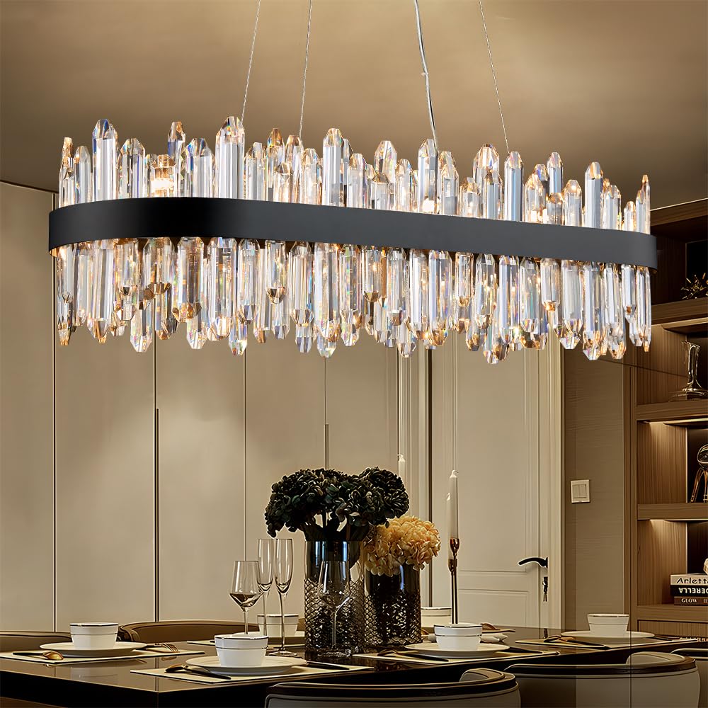 Gold Modern Oval Crystal Chandelier, 16-Lights Luxury Chandeliers Modern 2-Tiers K9 Crystal Chandelier Pendant, Light Fixture G9 Lights for Dining Living Room Entryway Kitchen Dia 23 inch