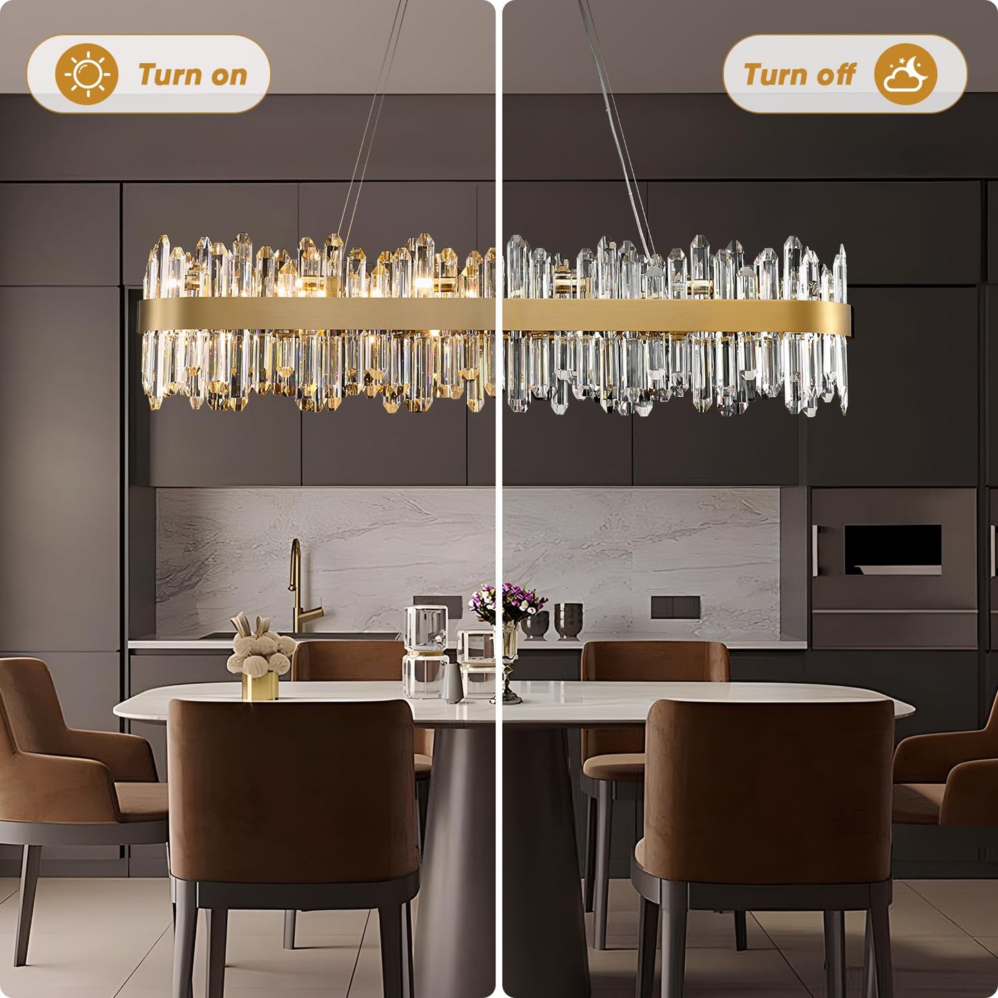 Gold Modern Oval Crystal Chandelier, 16-Lights Luxury Chandeliers Modern 2-Tiers K9 Crystal Chandelier Pendant, Light Fixture G9 Lights for Dining Living Room Entryway Kitchen Dia 23 inch